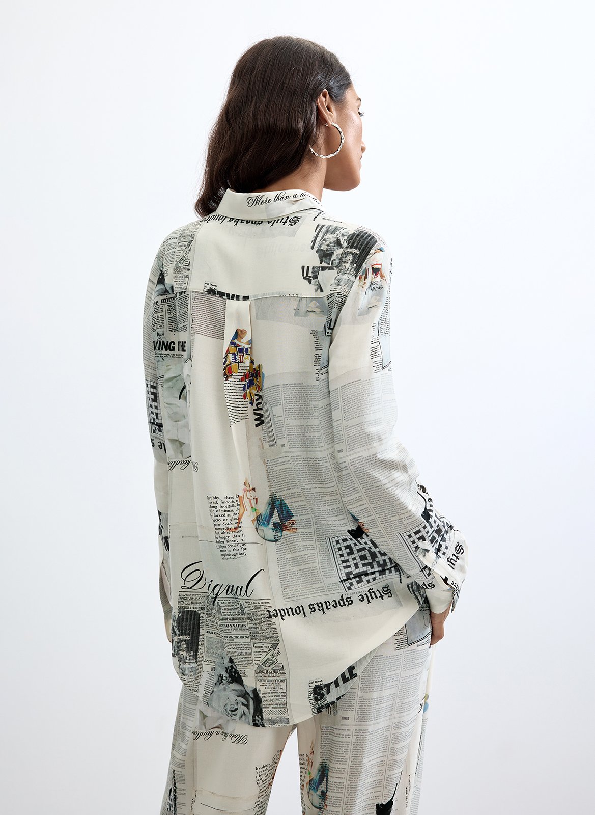 Straight printed shirt with classic collar DESIGUAL White