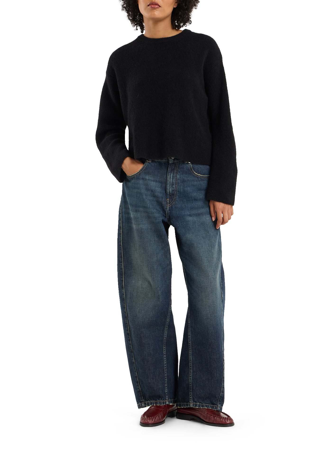 Round neck pullover in blended alpaca - Baylory SAISON 1865 Black
