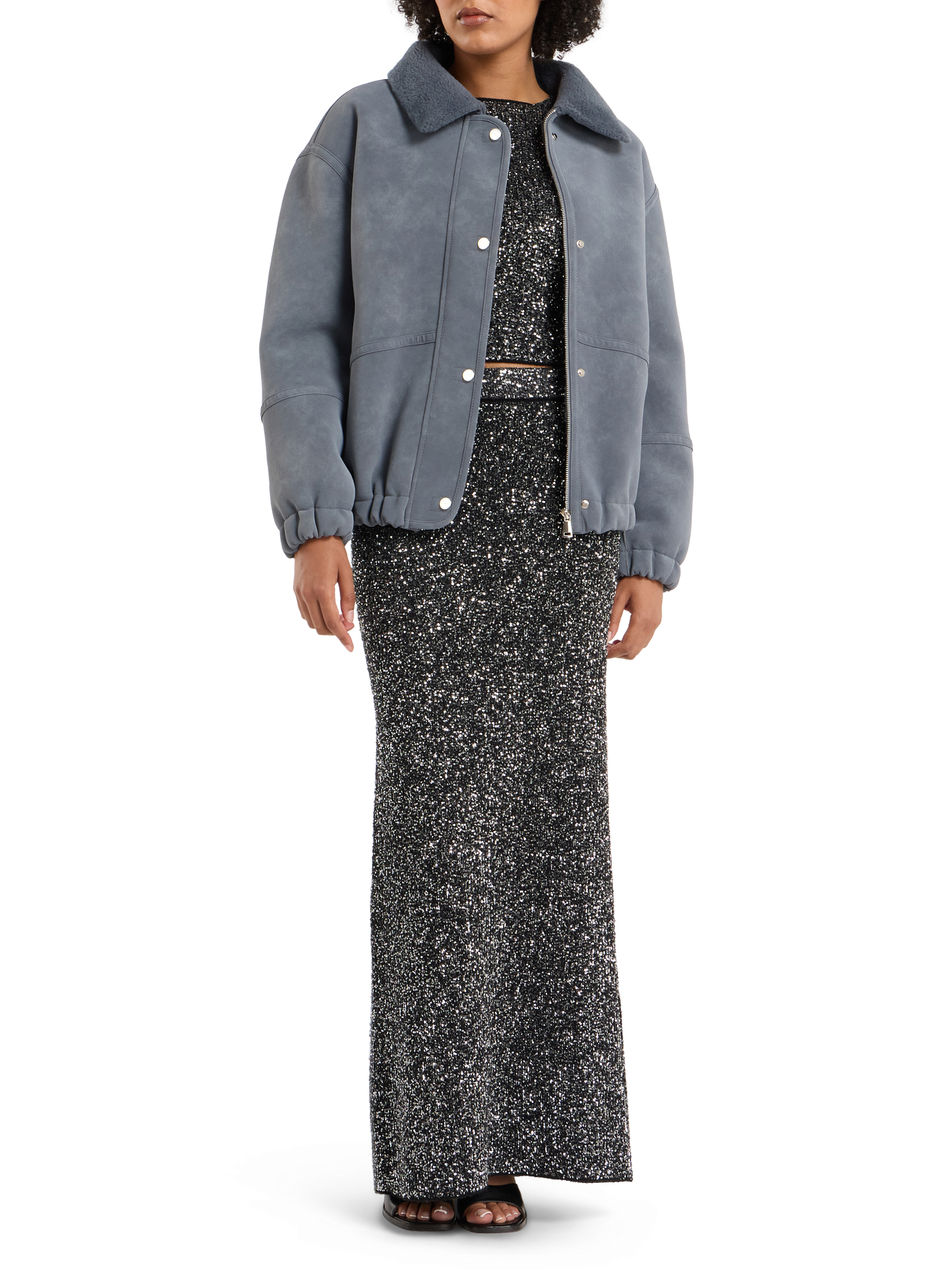 Long skirt with sequins SAISON 1865 Silver