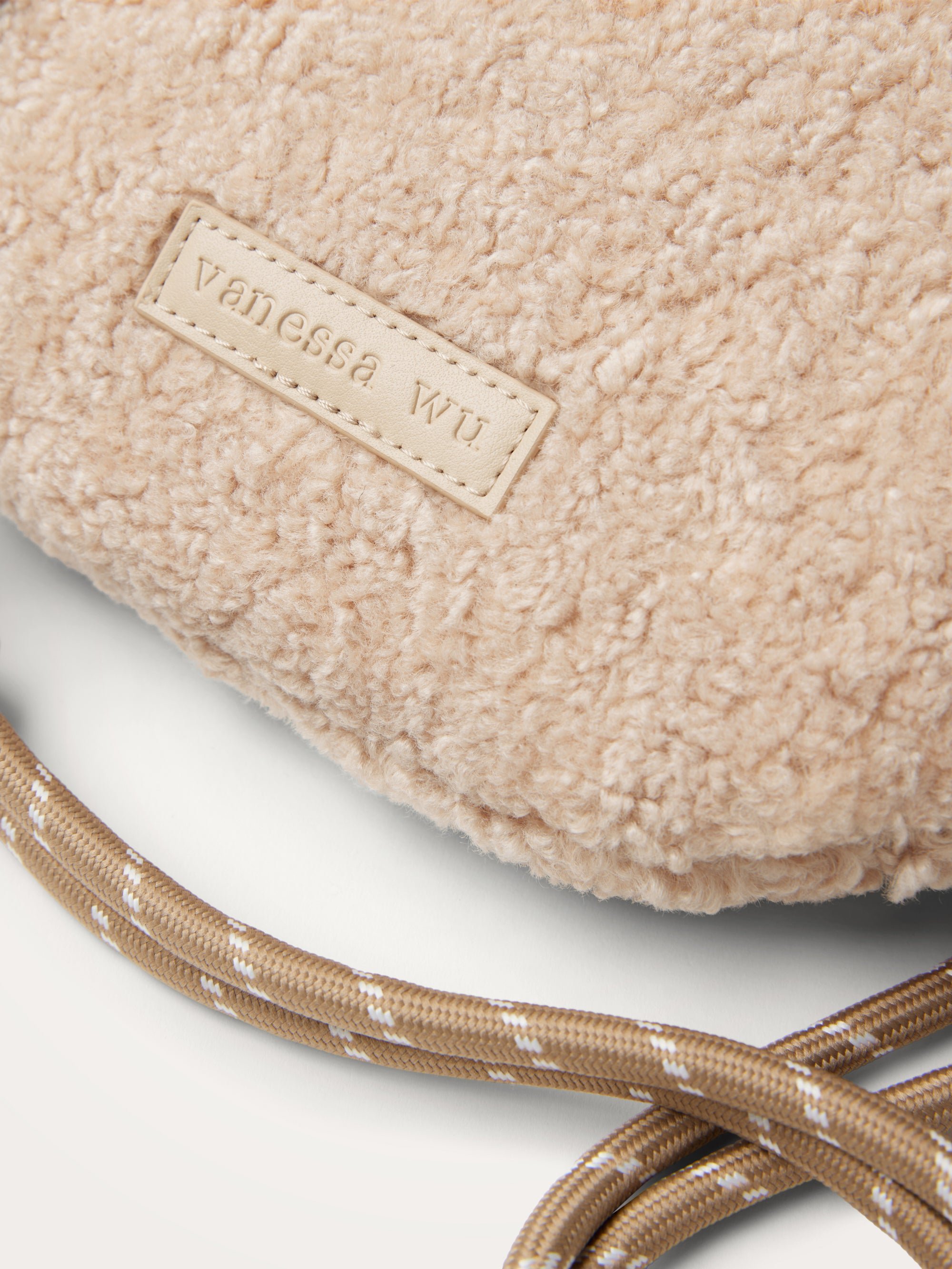 Faux shearling fanny pack VANESSA WU Beige