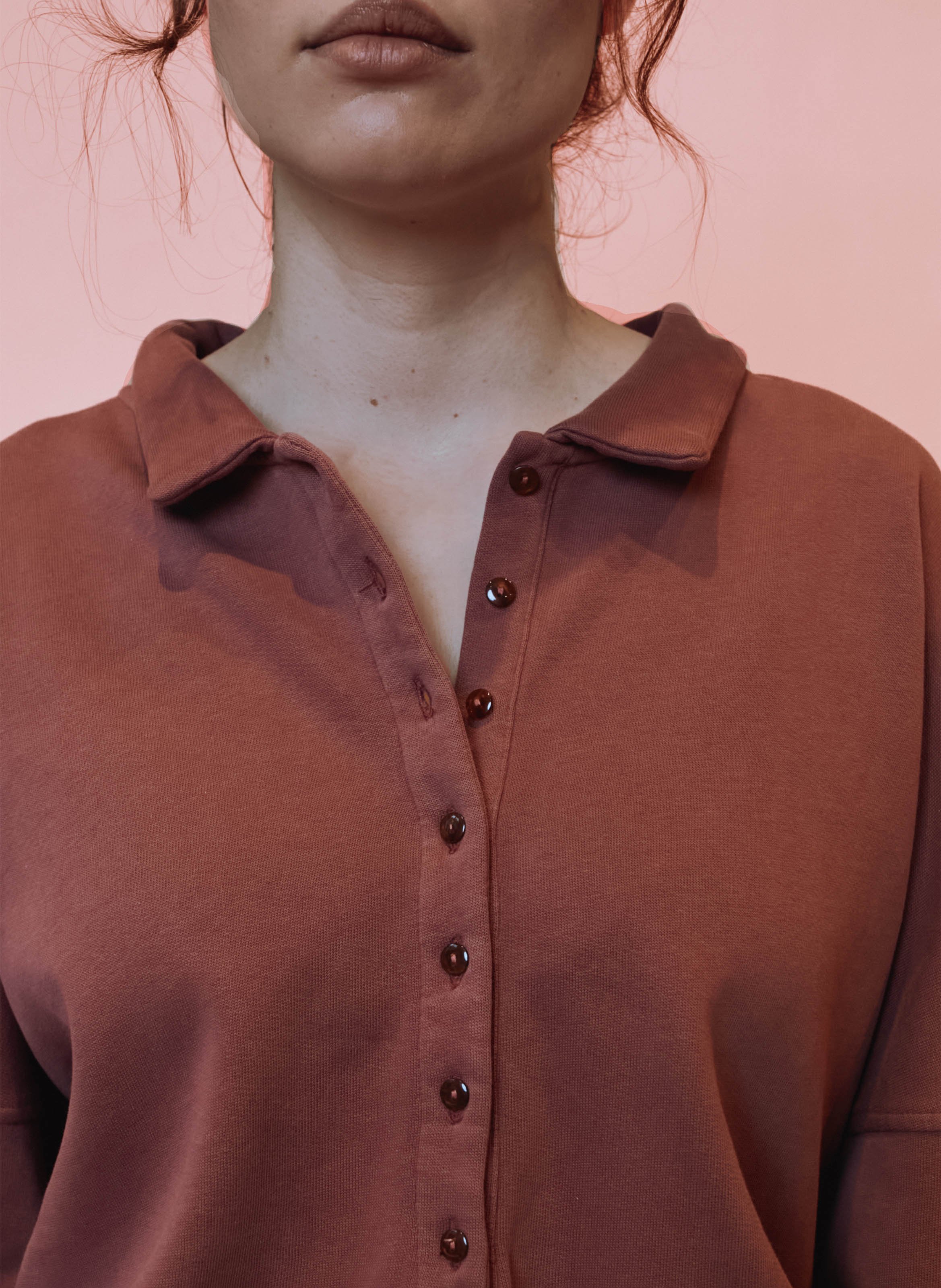 Sweat oversize col classique en coton bio EMILE ET IDA Violet