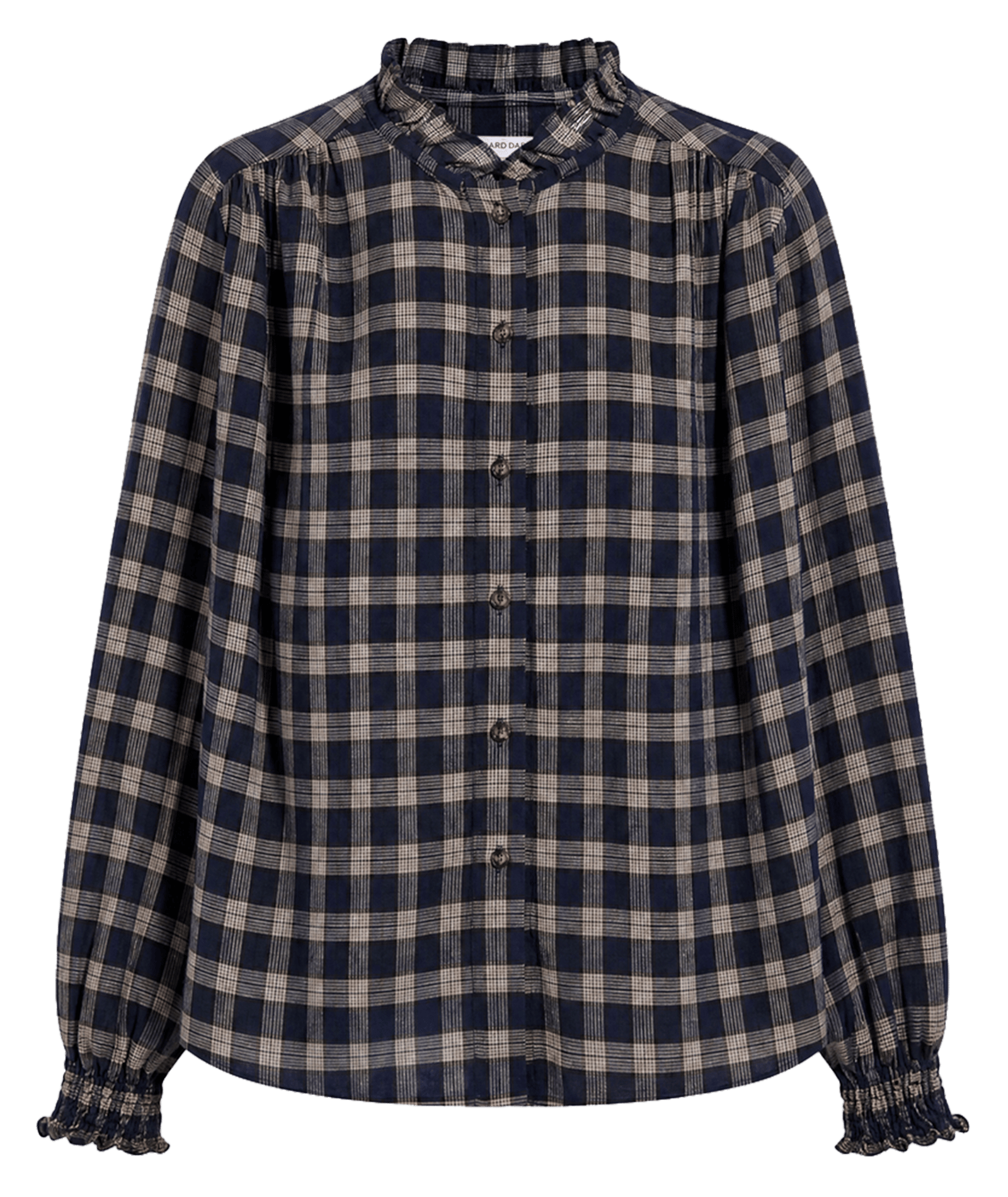 Straight shirt with high collar in checkered pattern GERARD DAREL Blue