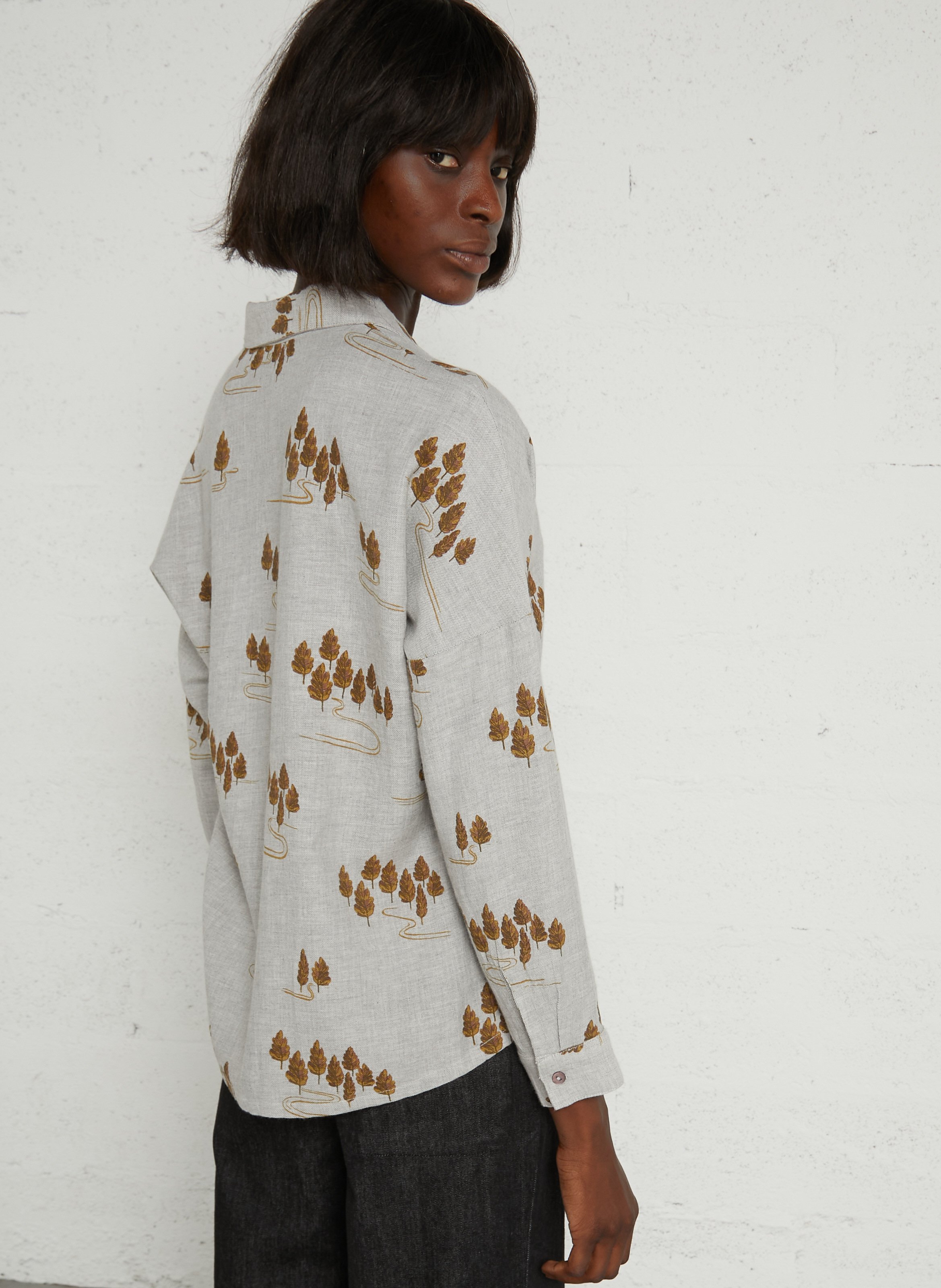 Chemise imprimée en coton mélangé NICE THINGS Beige