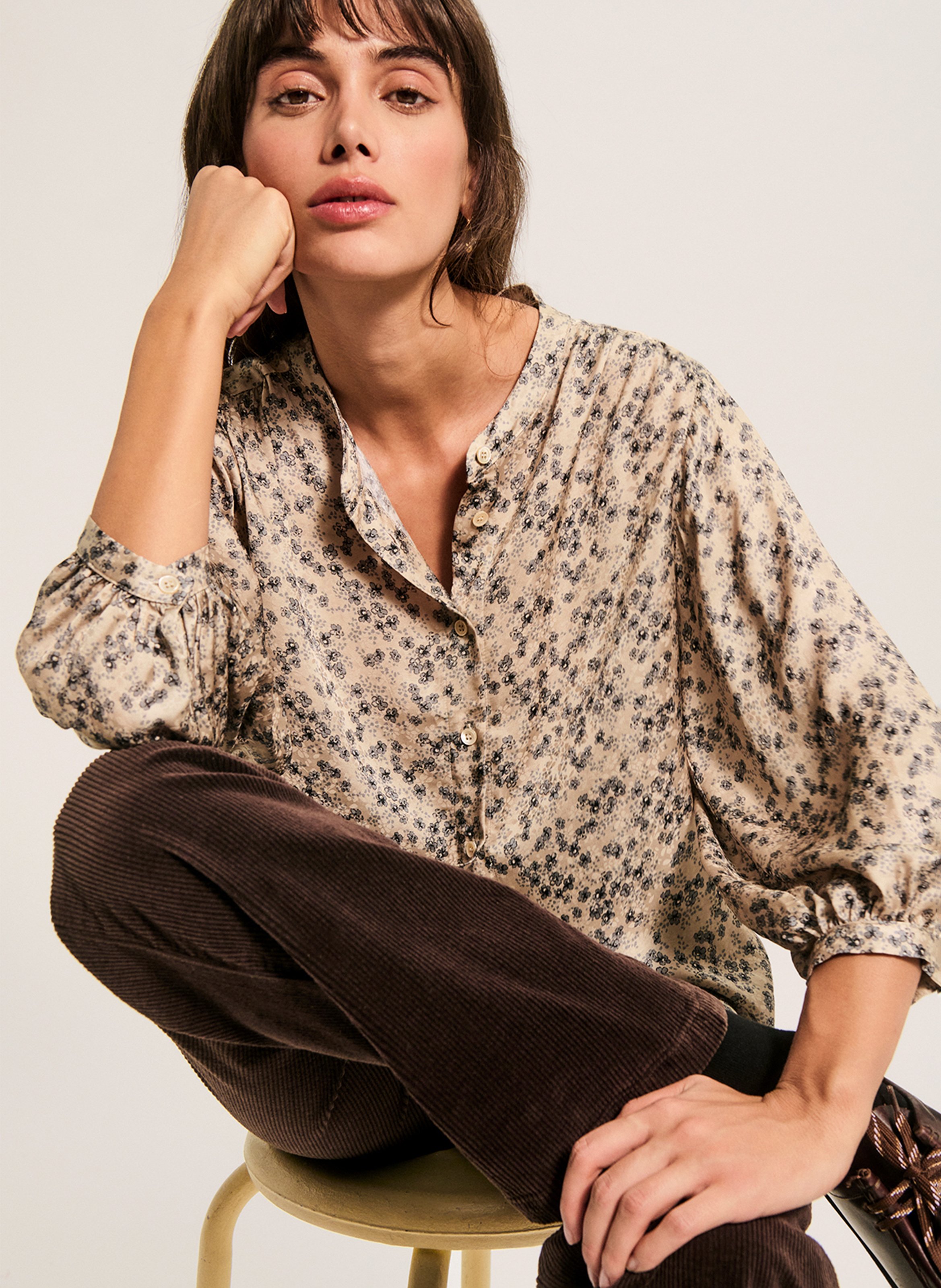 Chemise ample imprimée PABLO Beige
