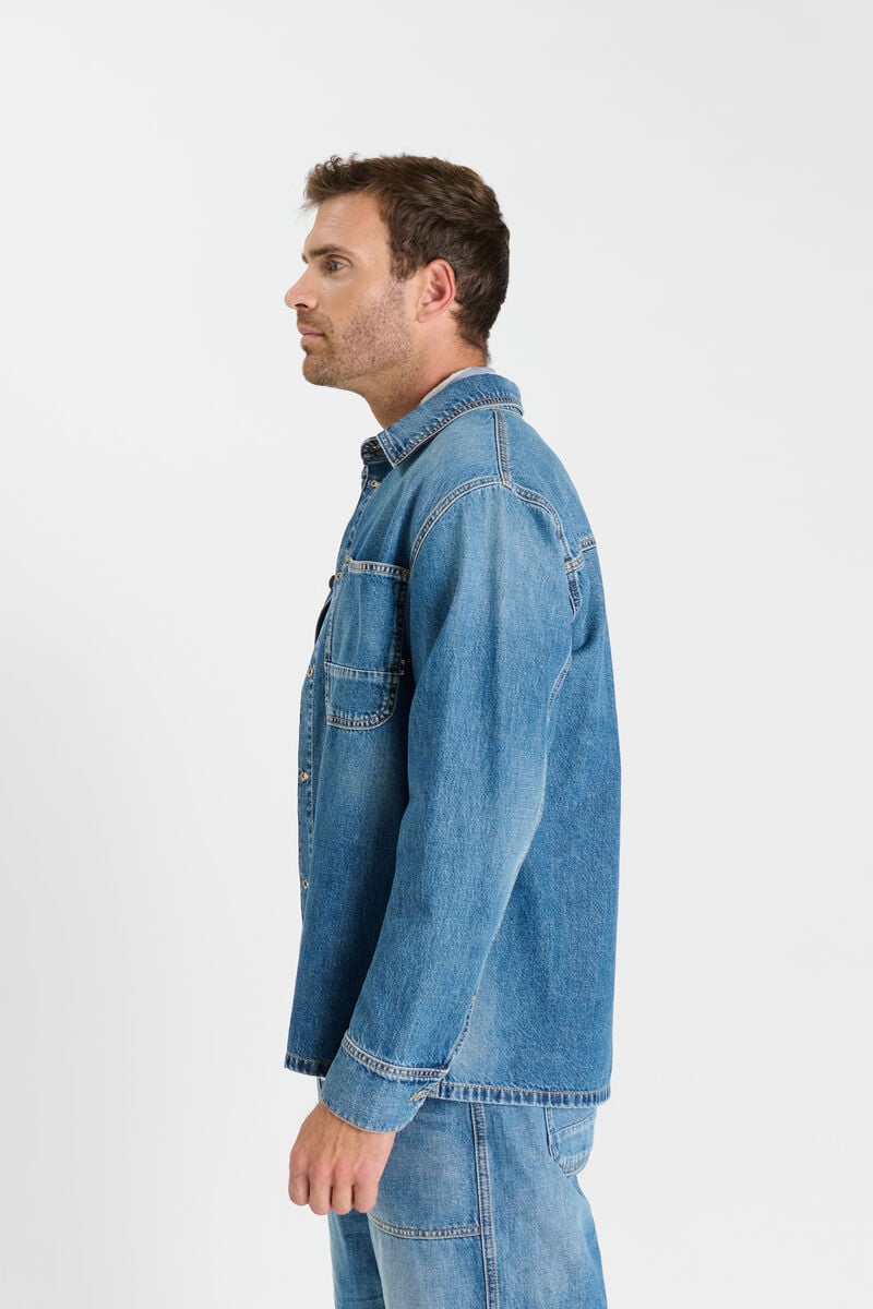 Button-up denim shirt LE TEMPS DES CERISES Blue