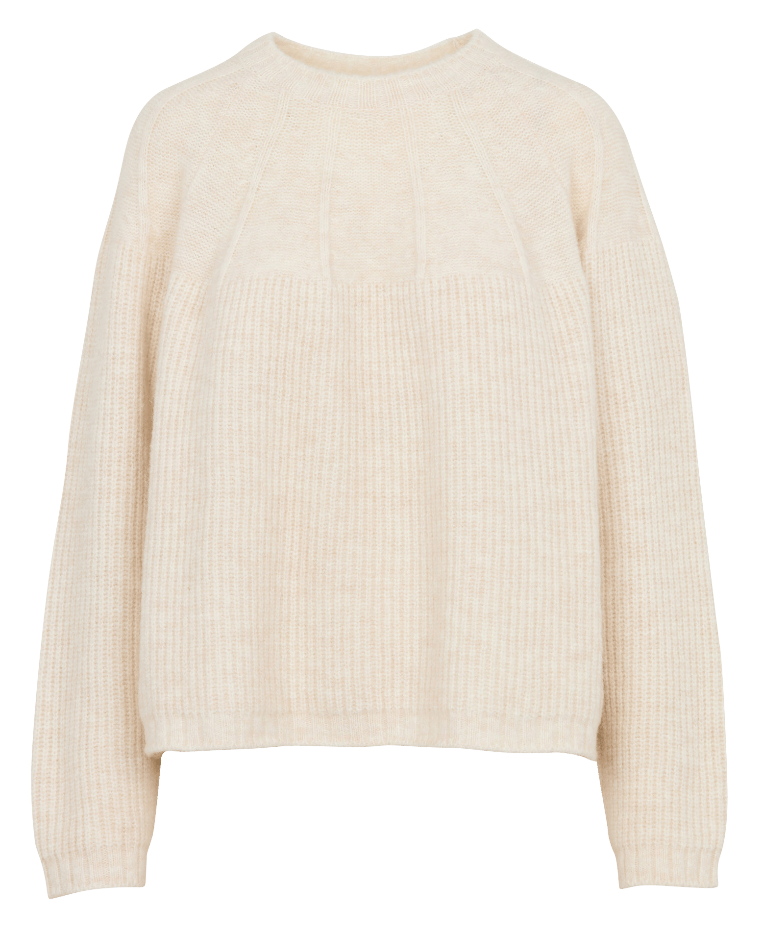 Pull ample col rond en maille côtelée COTELAC ACOTE Beige