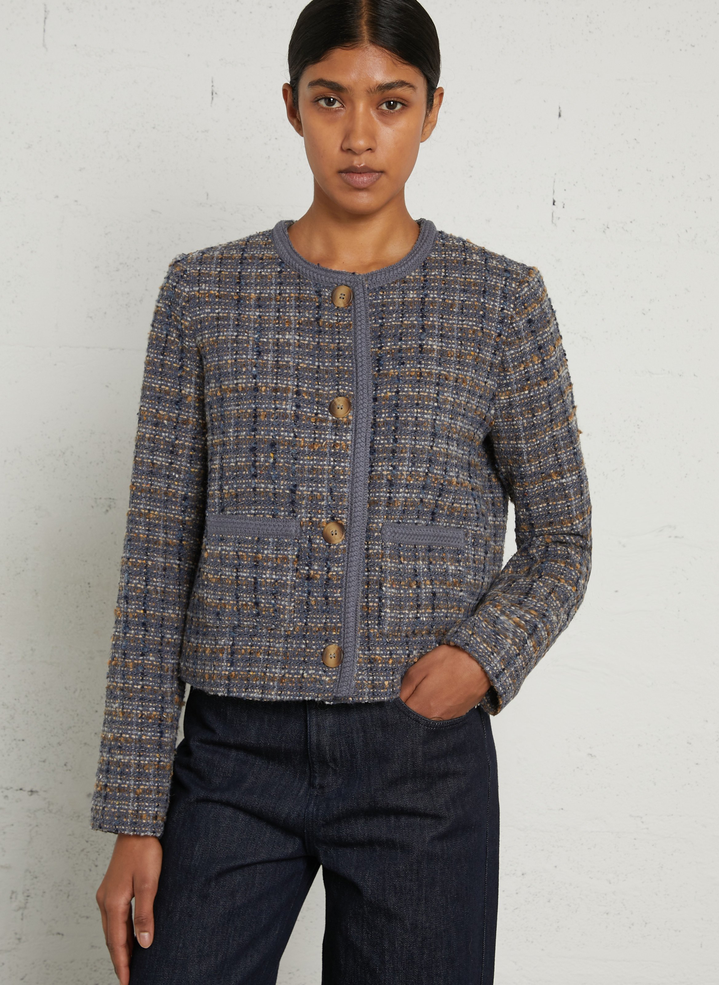 Rechte jas met tweedlook SUD EXPRESS Blauw