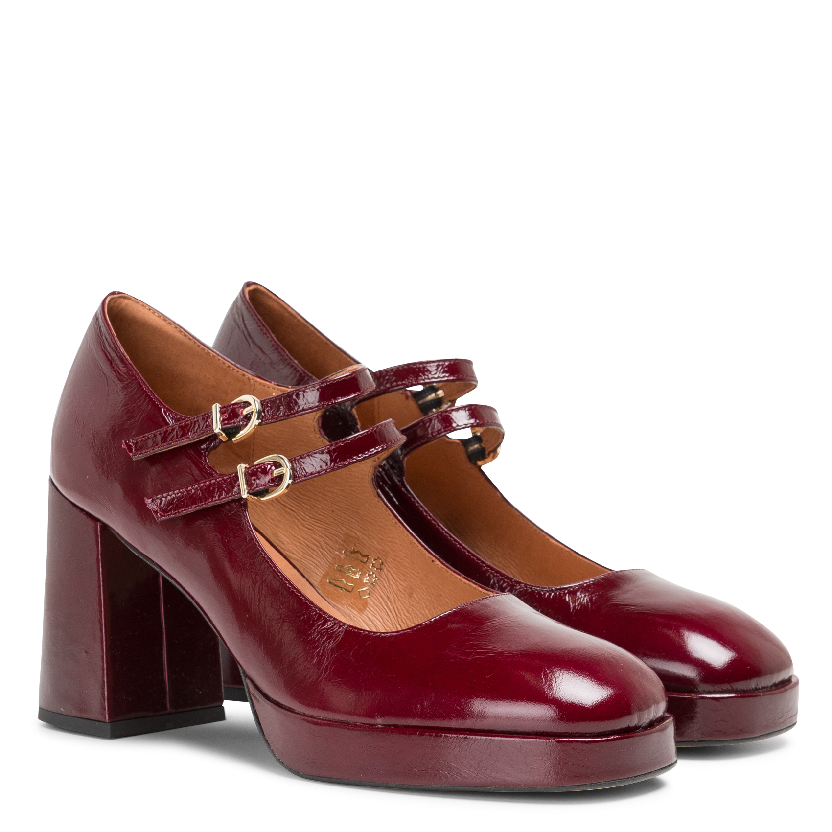 Plateau-Spangenpumps mit Doppelriemen JONAK Rot