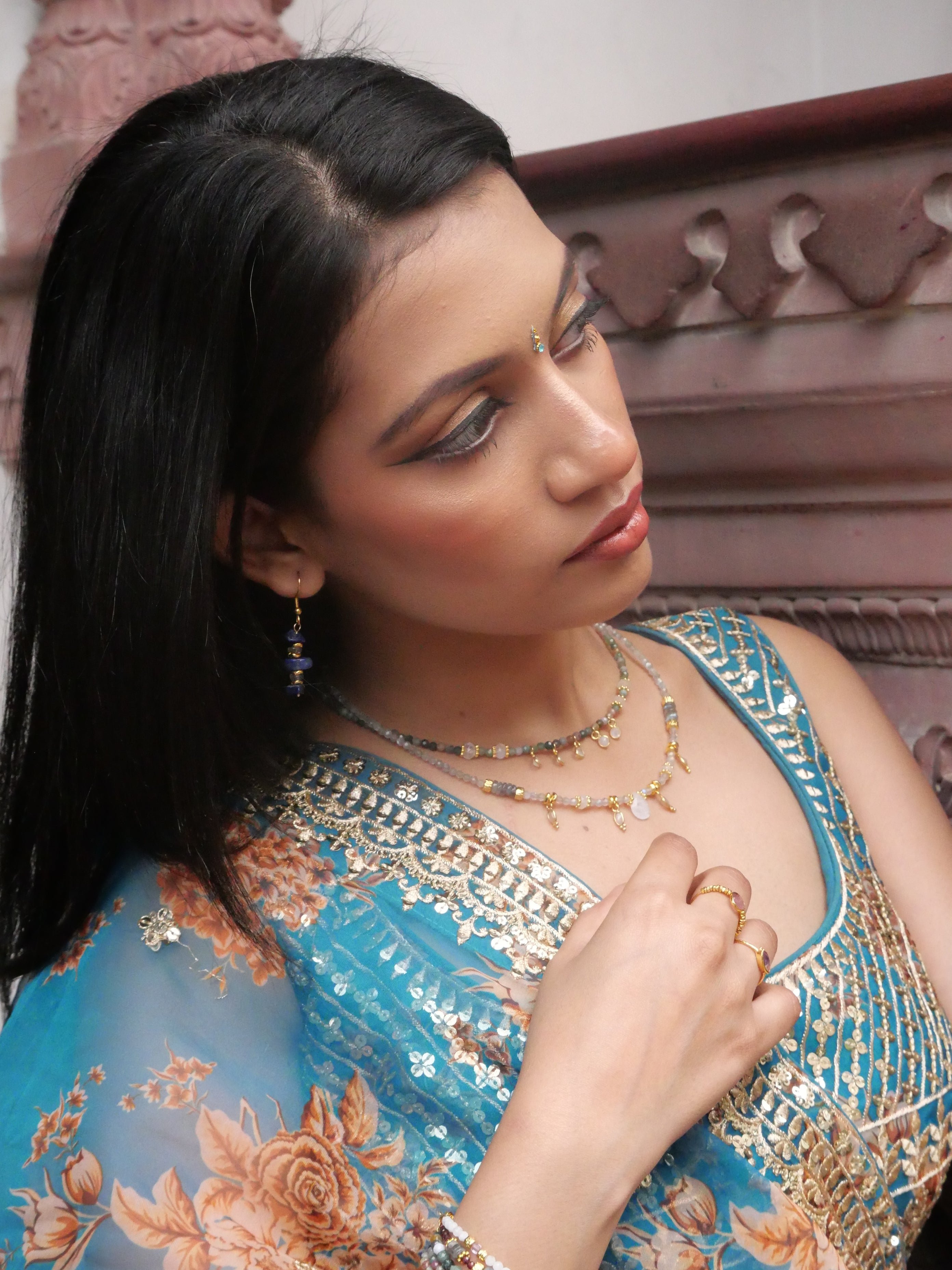 Indian agate necklace GINANDGER Green