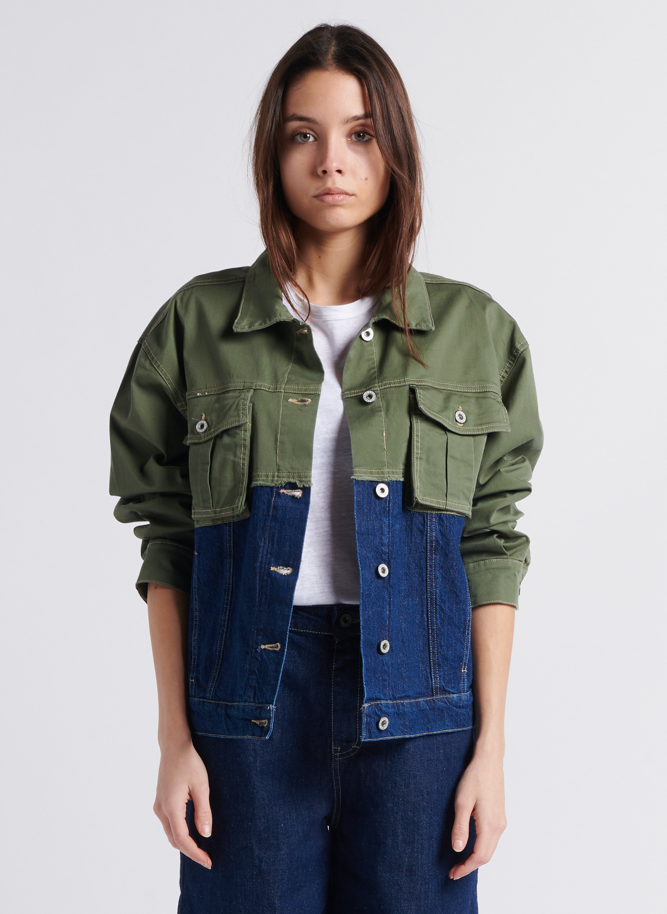 Straight-cut jacket with classic collar PLEASE Green