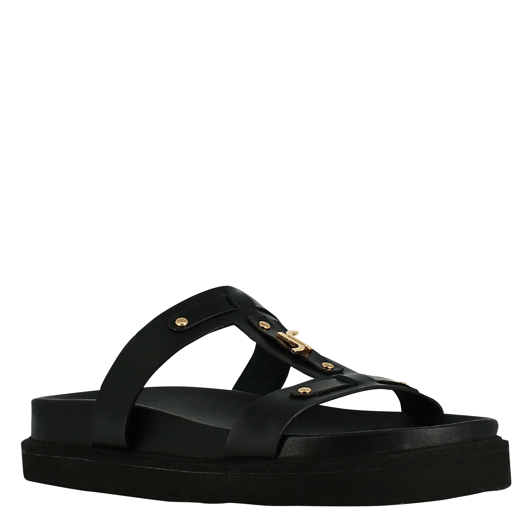 Gladde, leren, platte sandalen JONAK Zwart