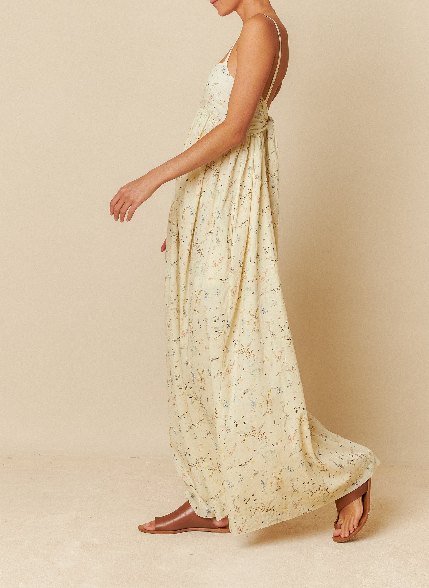 Loose-fitting long dress with classic printed collar INDI & COLD White
