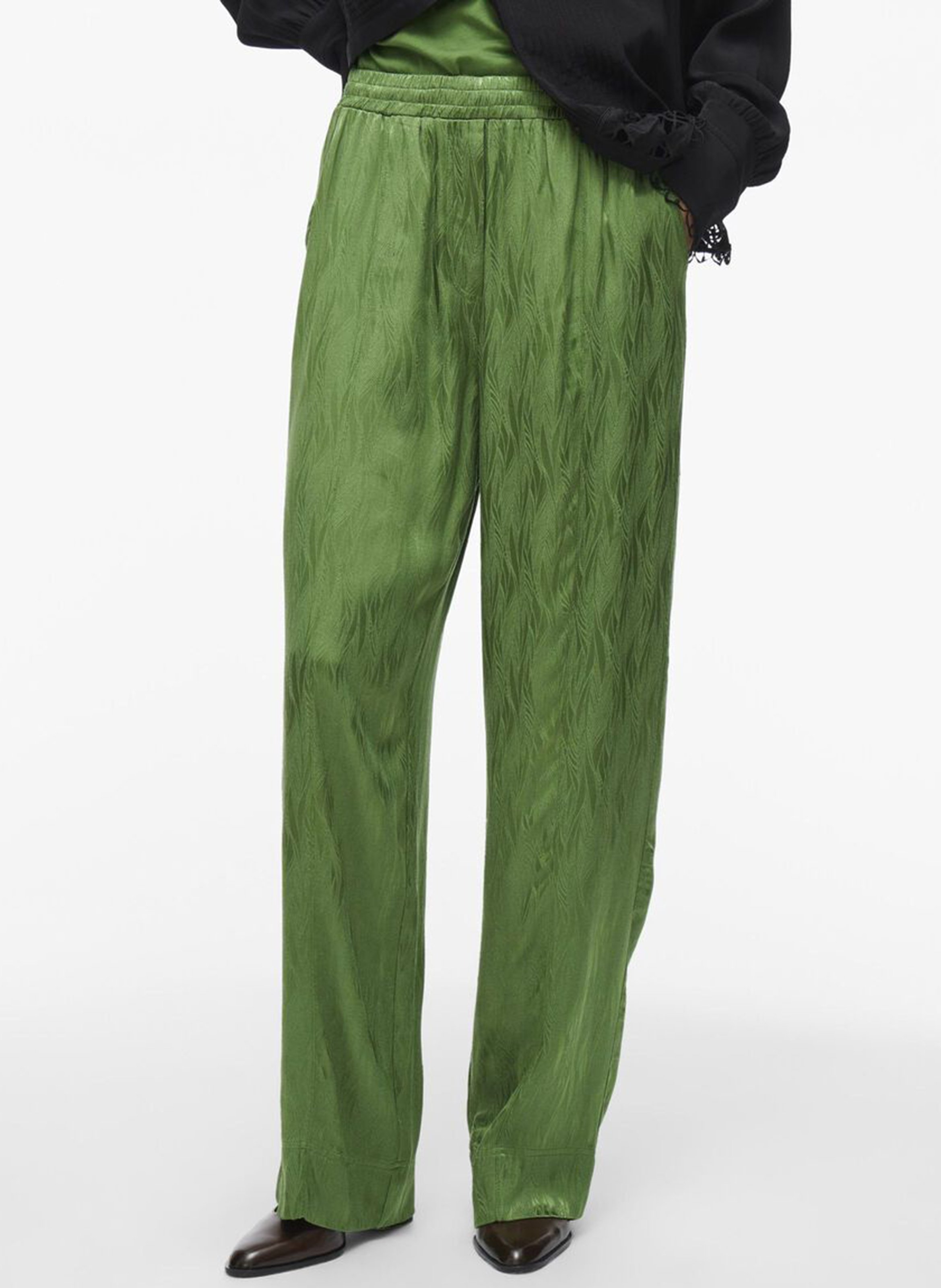 Straight jacquard printed pants ROUGE EDIT Green