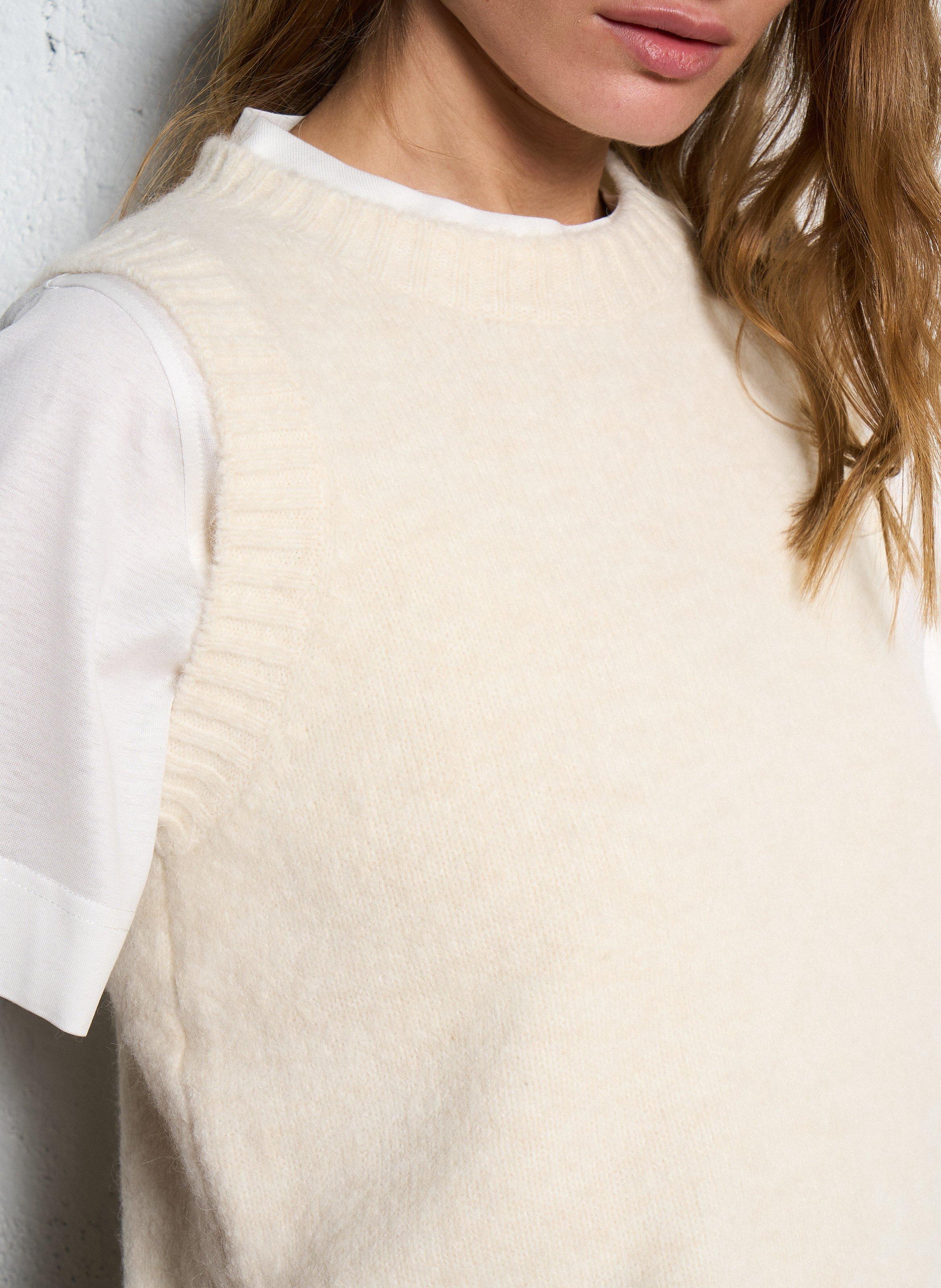 Pull col rond en maille douce SOEUR Beige