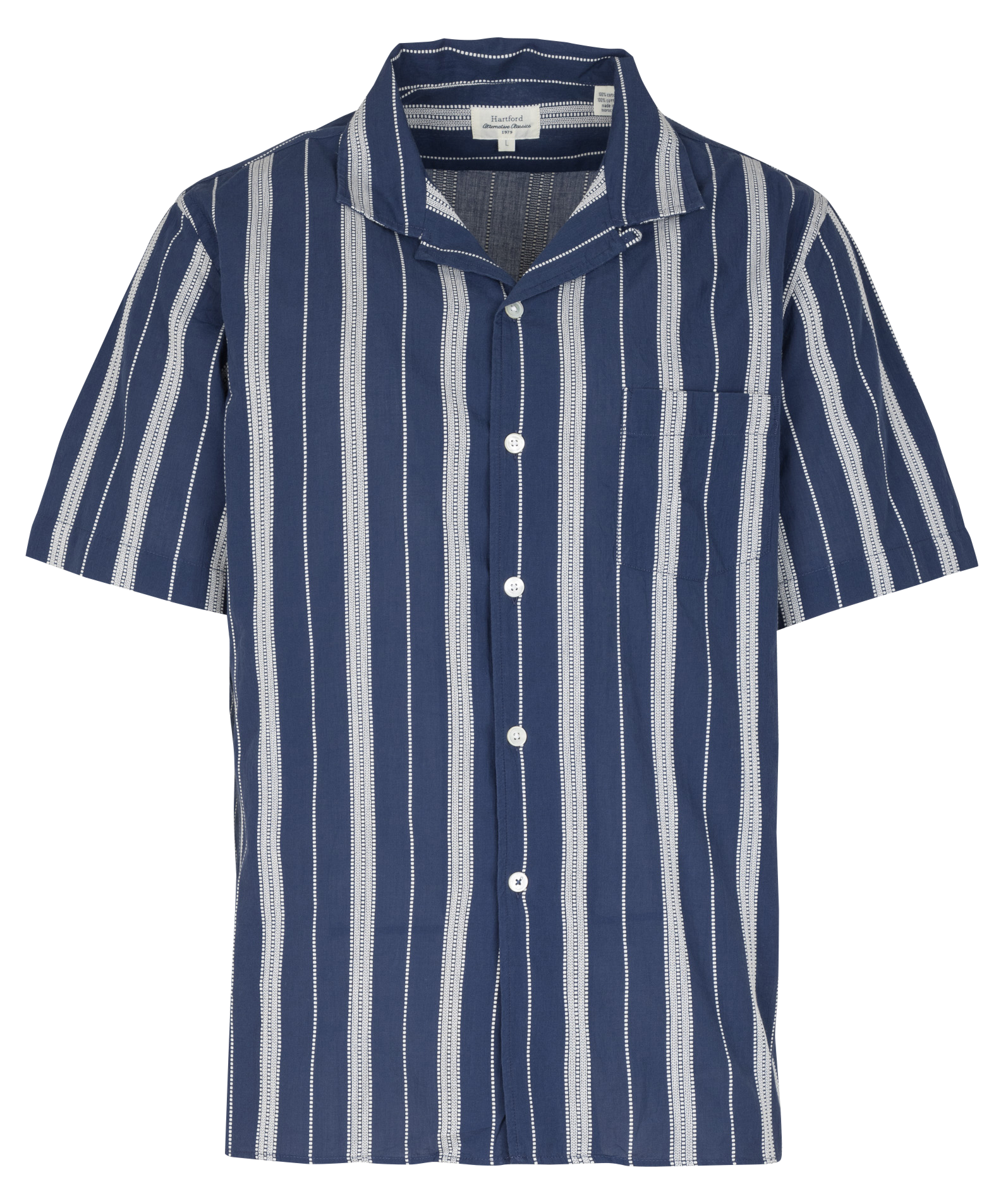 Chemise col classique manches contrastantes en coton HARTFORD Blue