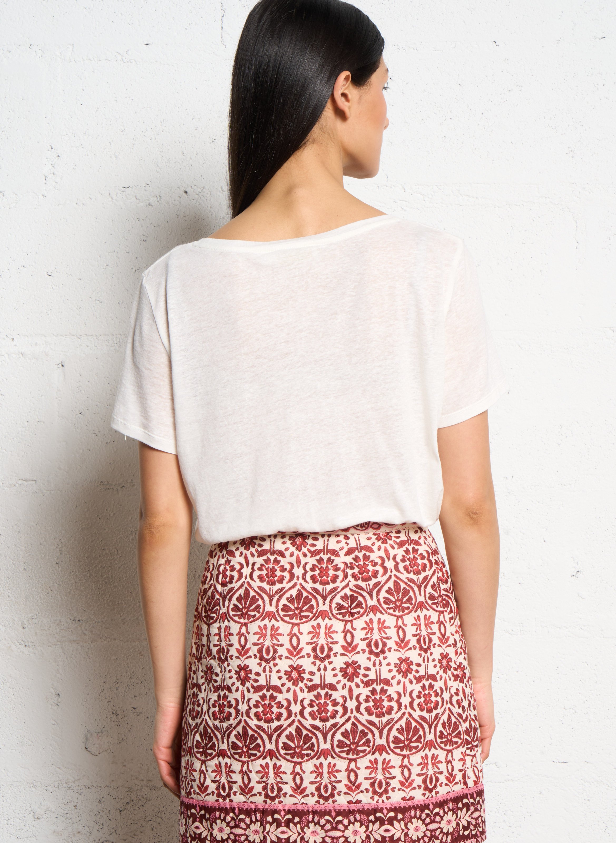 Round-neck linen-blend T-shirt LA PETITE ETOILE Beige