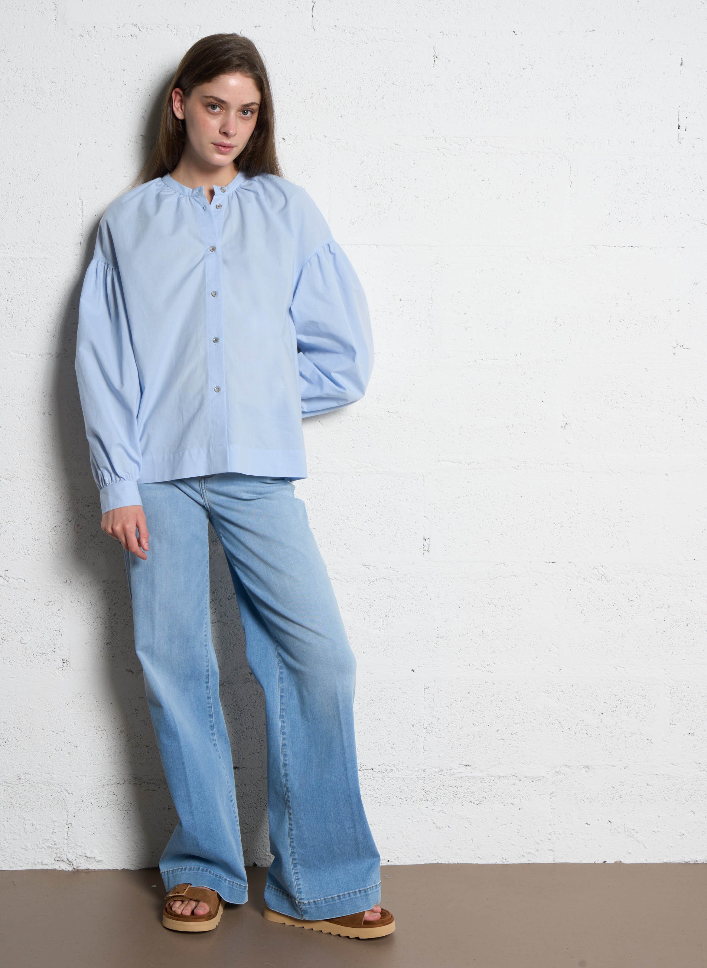 Round-neck cotton blouse TINSELS Blue