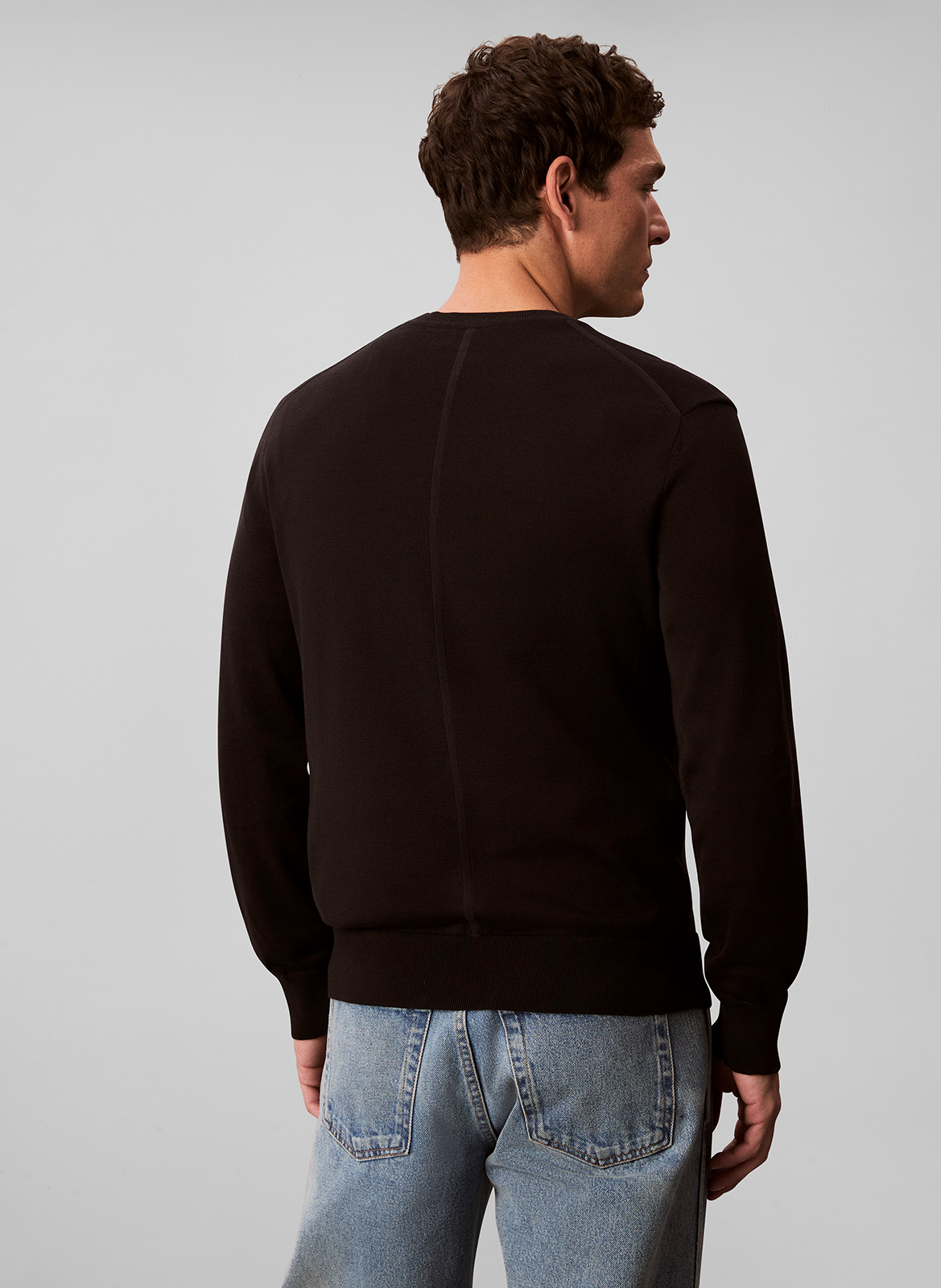 Sweat droit col rond en coton CALVIN KLEIN Noir