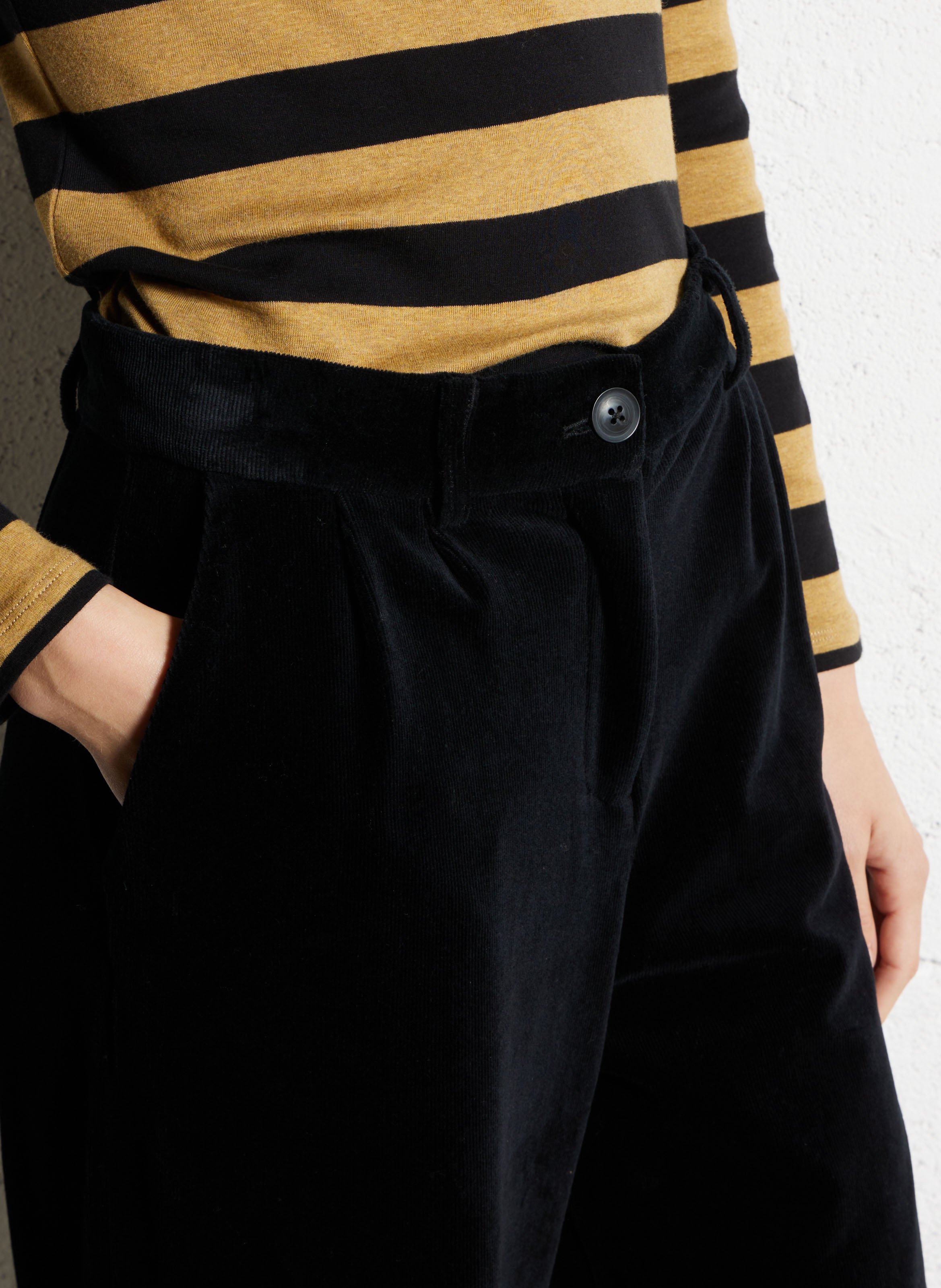 Pantalon large en coton mélangé NICE THINGS Noir