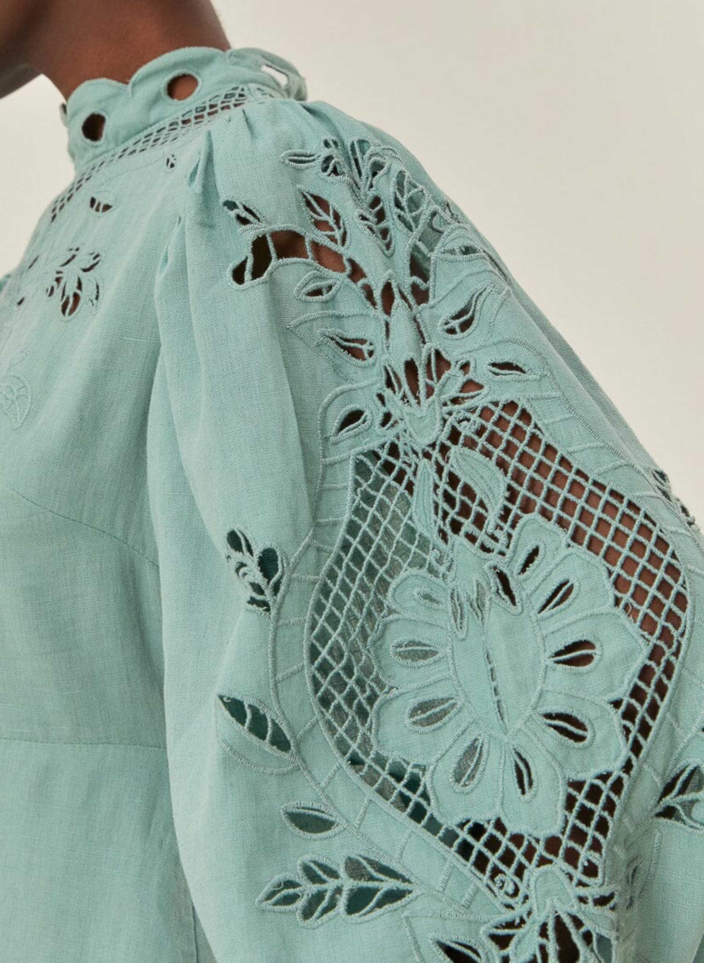 Midi dress with high neck in broderie anglaise FARM RIO Multicolored