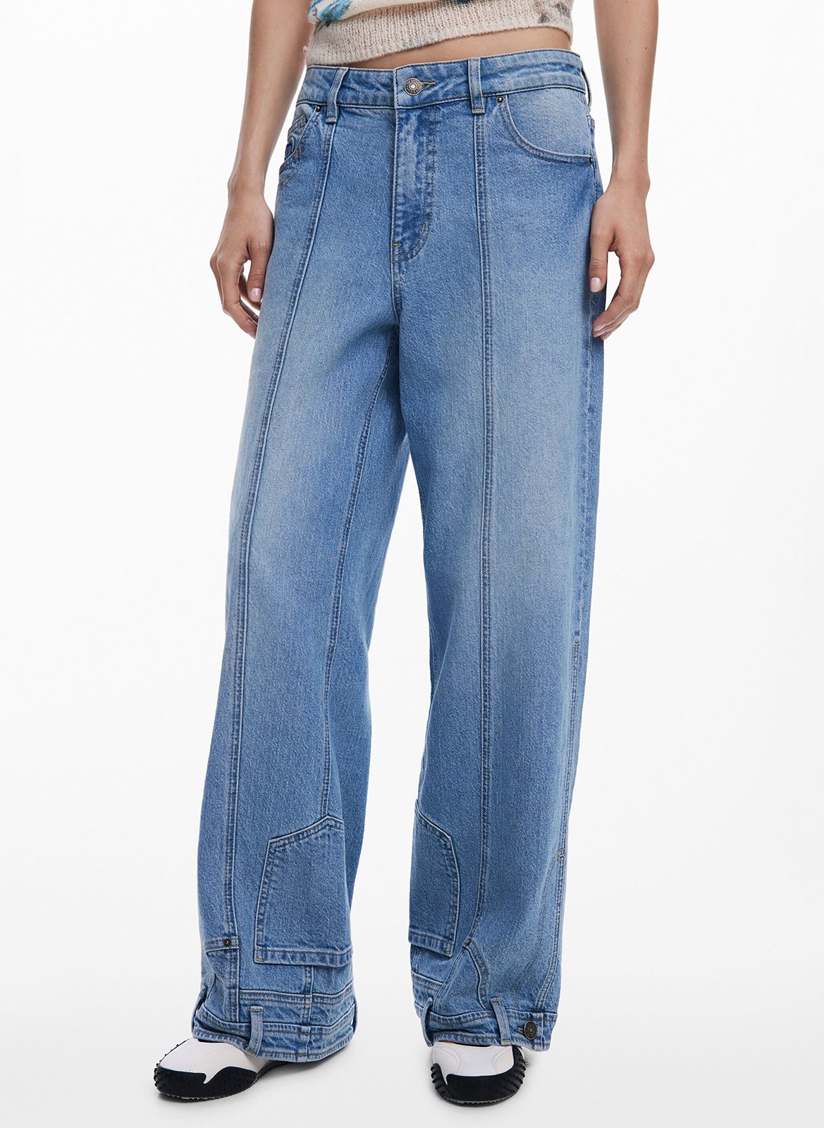 Jean droit en coton mélangé DESIGUAL Bleu