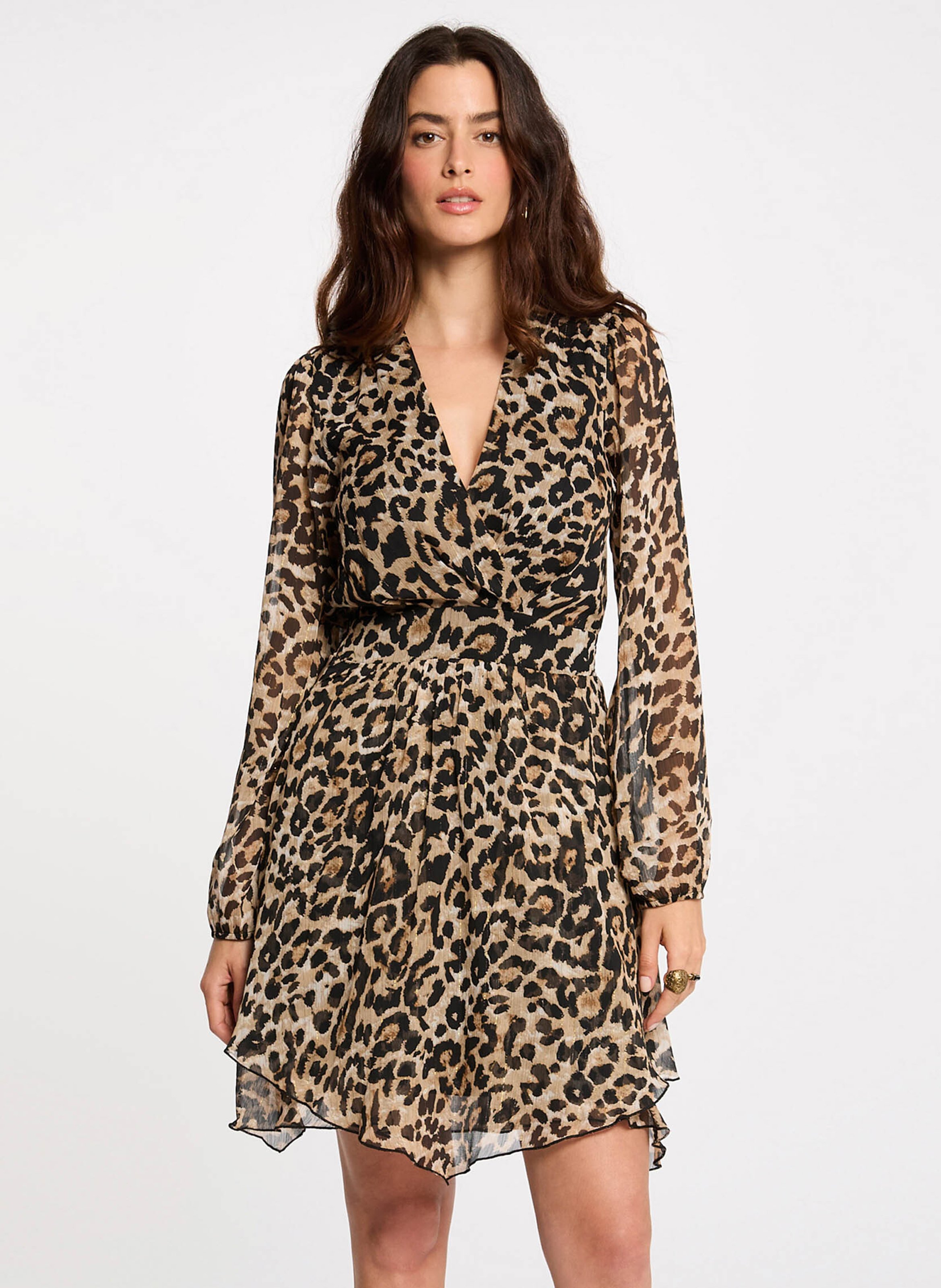 Robe courte col v imprimée  MORGAN Multicolore