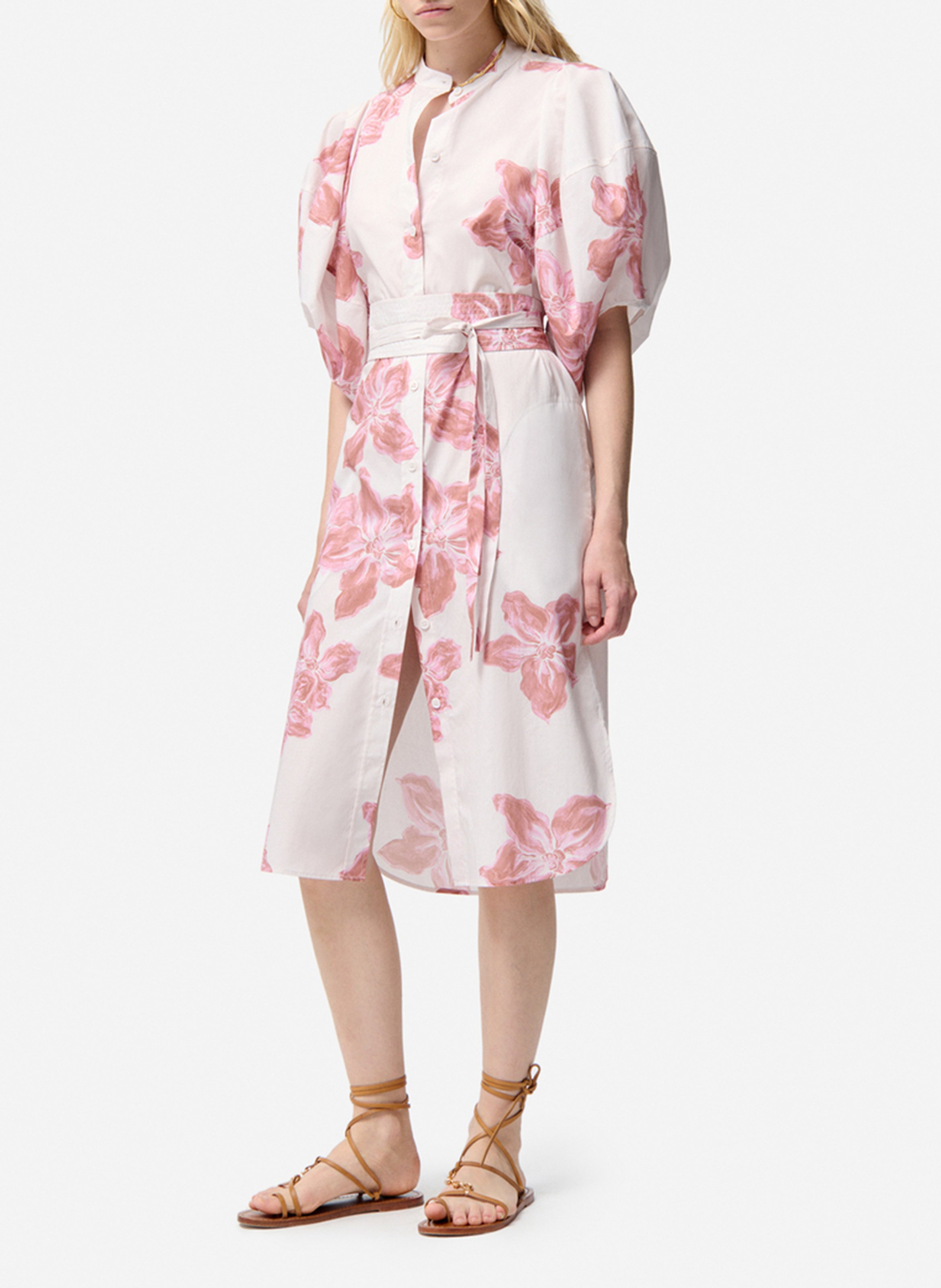 Long printed round-neck dress VANESSA BRUNO Pink