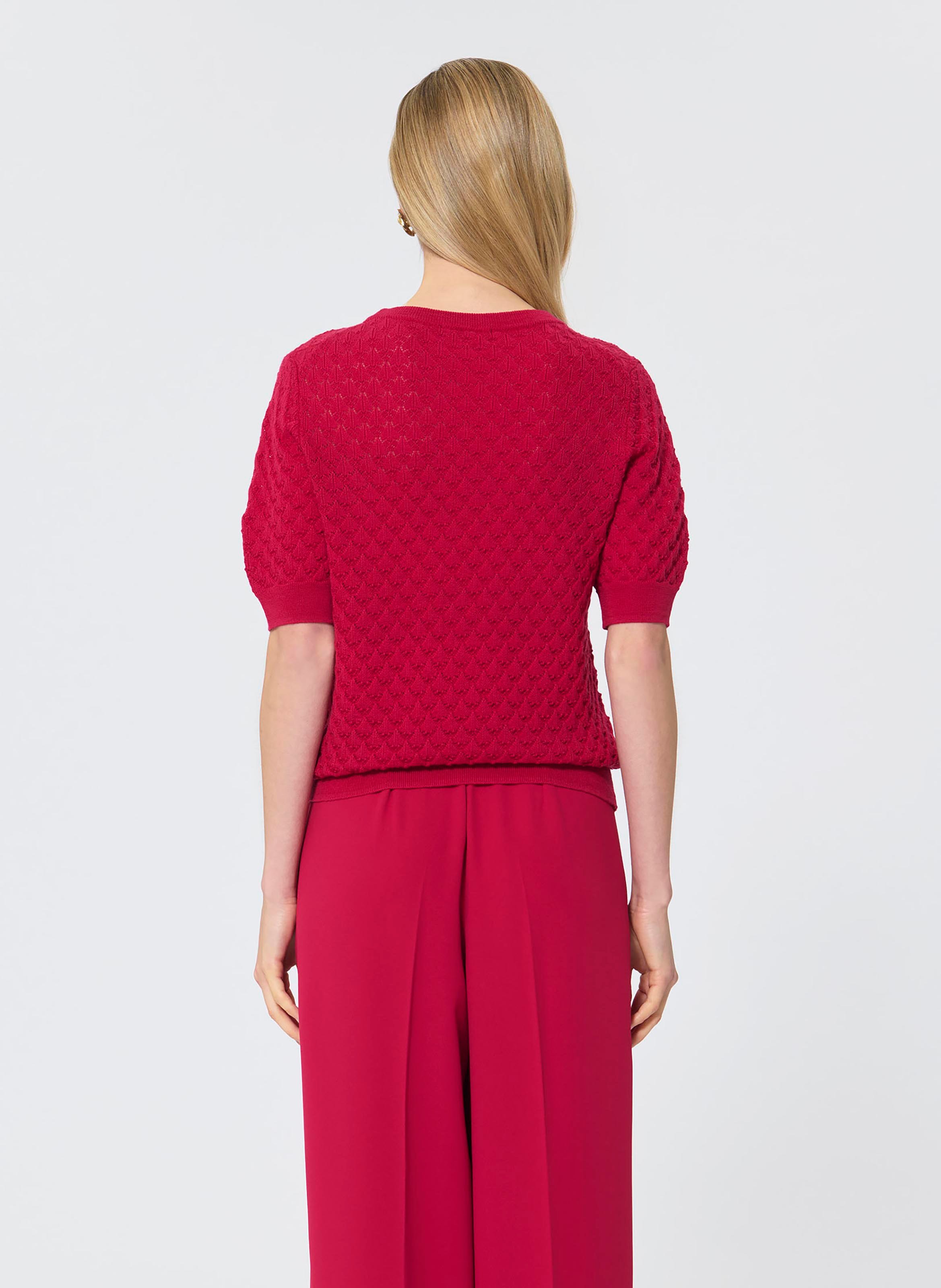 Maglione a maniche corte in maglia fantasia TARA JARMON Rosso