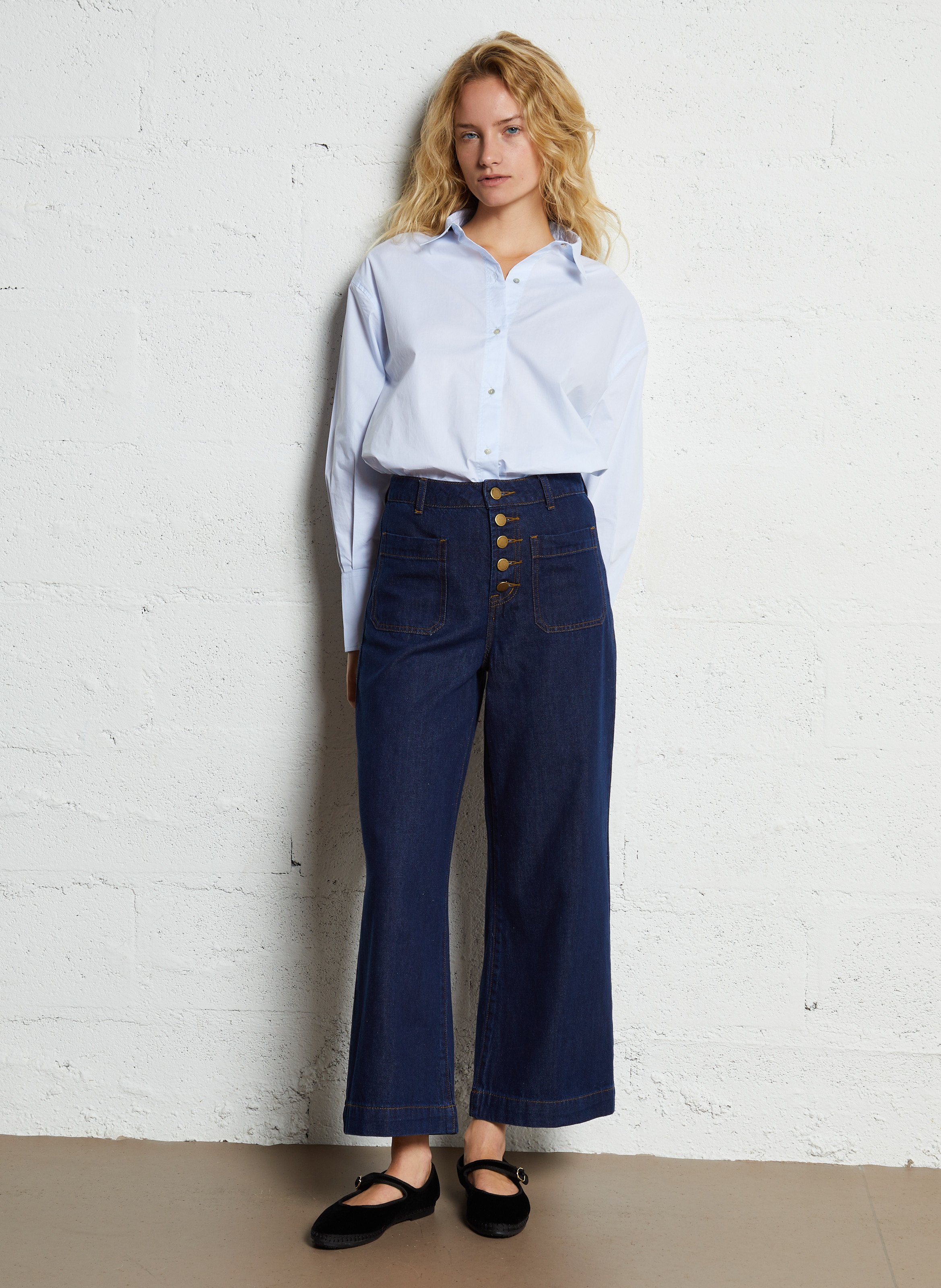 Jean taille haute flare LA PETITE ETOILE Bleu