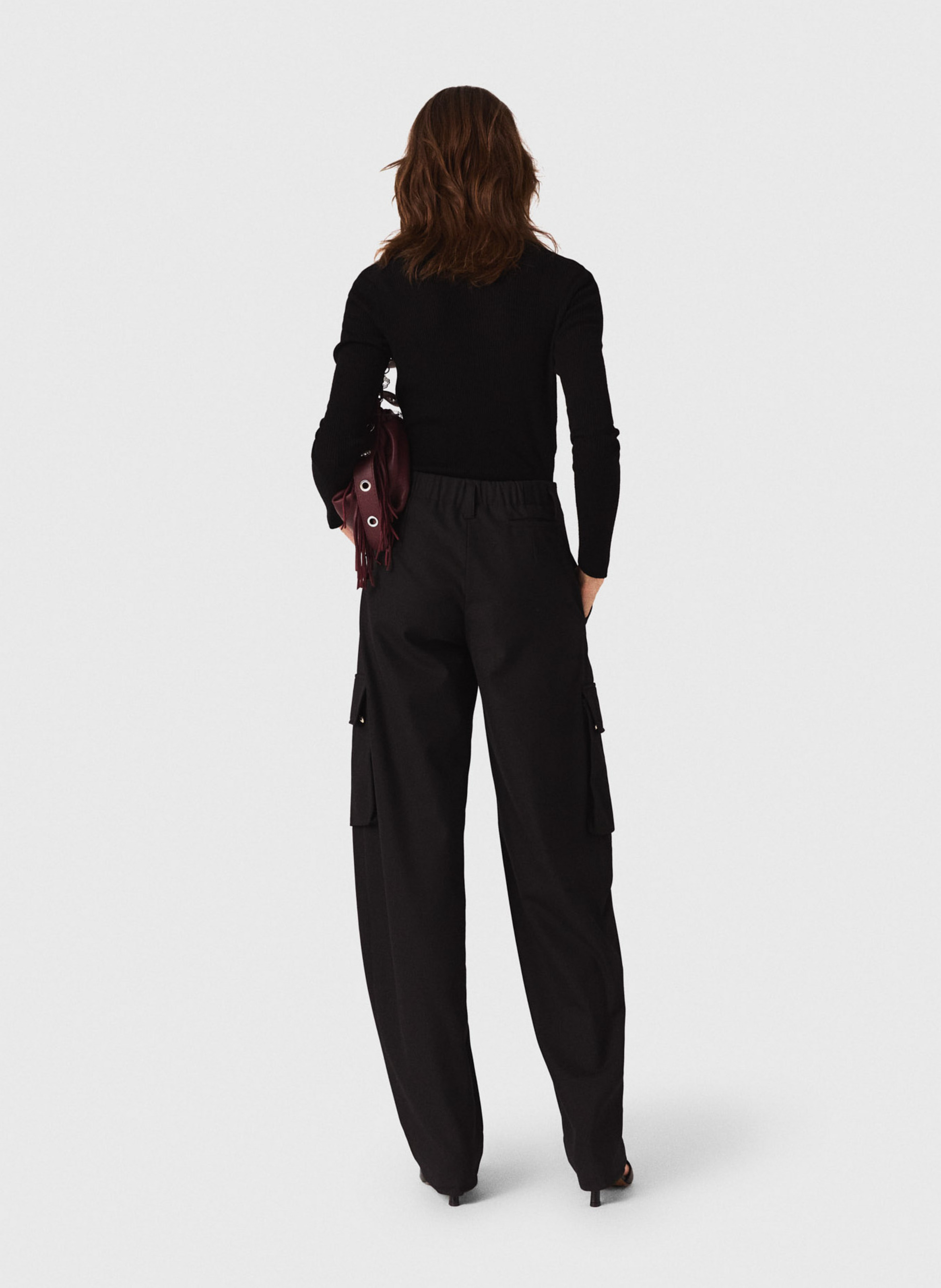 Pull col montant en laine mélangée MAJE Noir