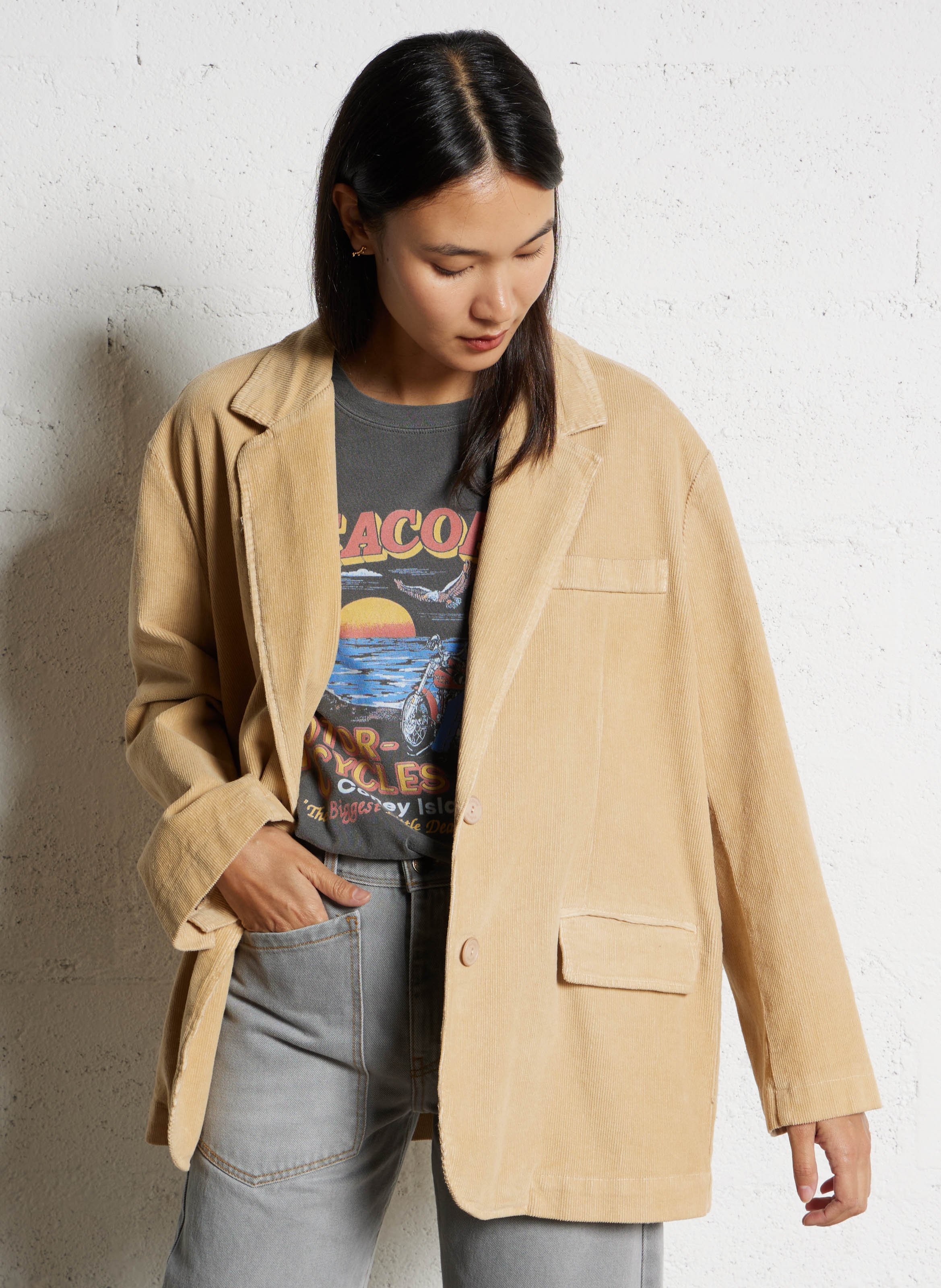 Veste oversize en coton mélangé PLEASE Beige