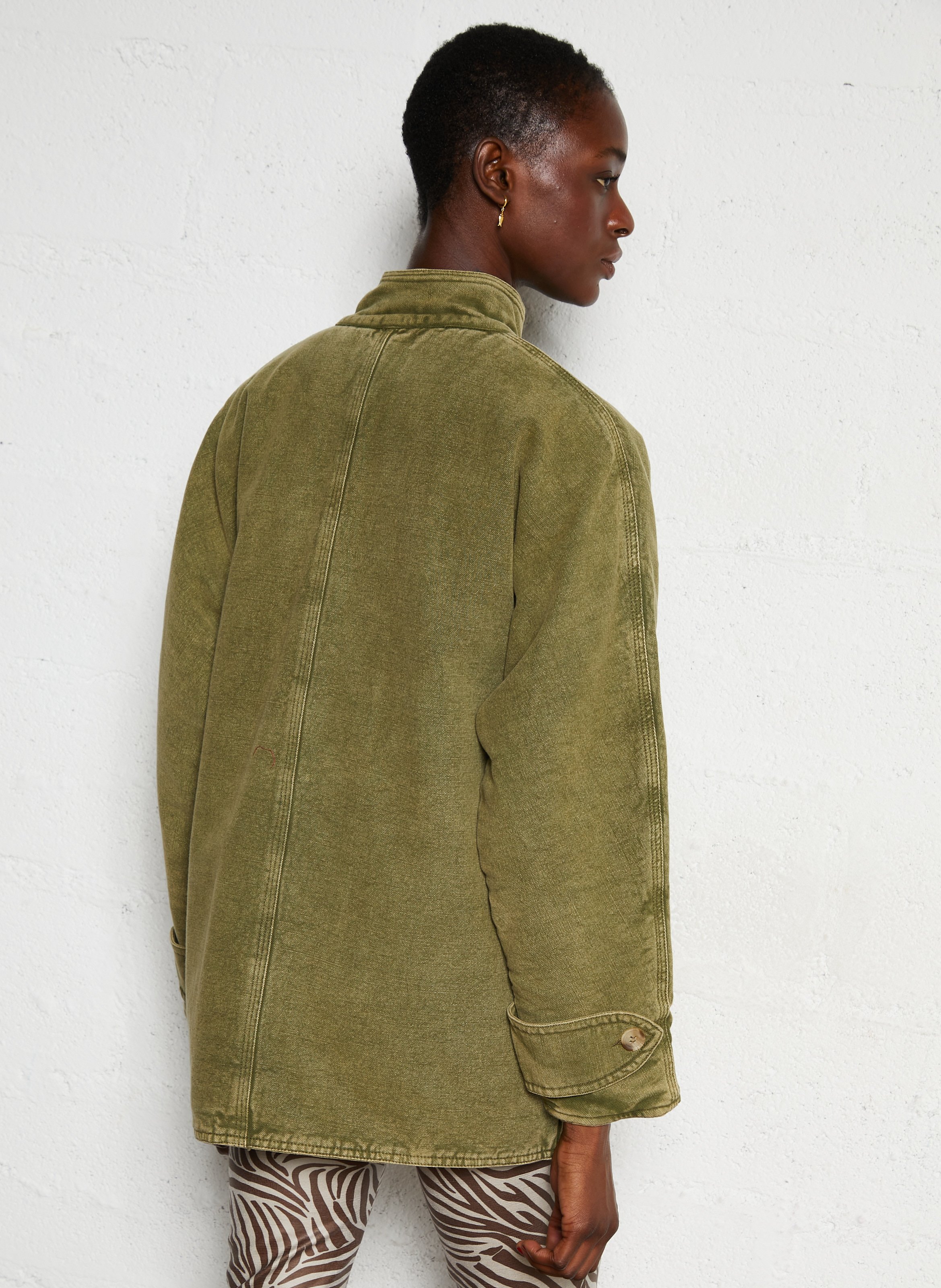 Manteau en denim col montant LEON & HARPER Kaki