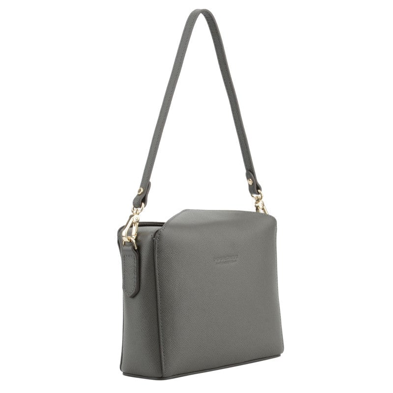 Sac porté épaule - toile enduite garnie cuir de vachette POURCHET Gris