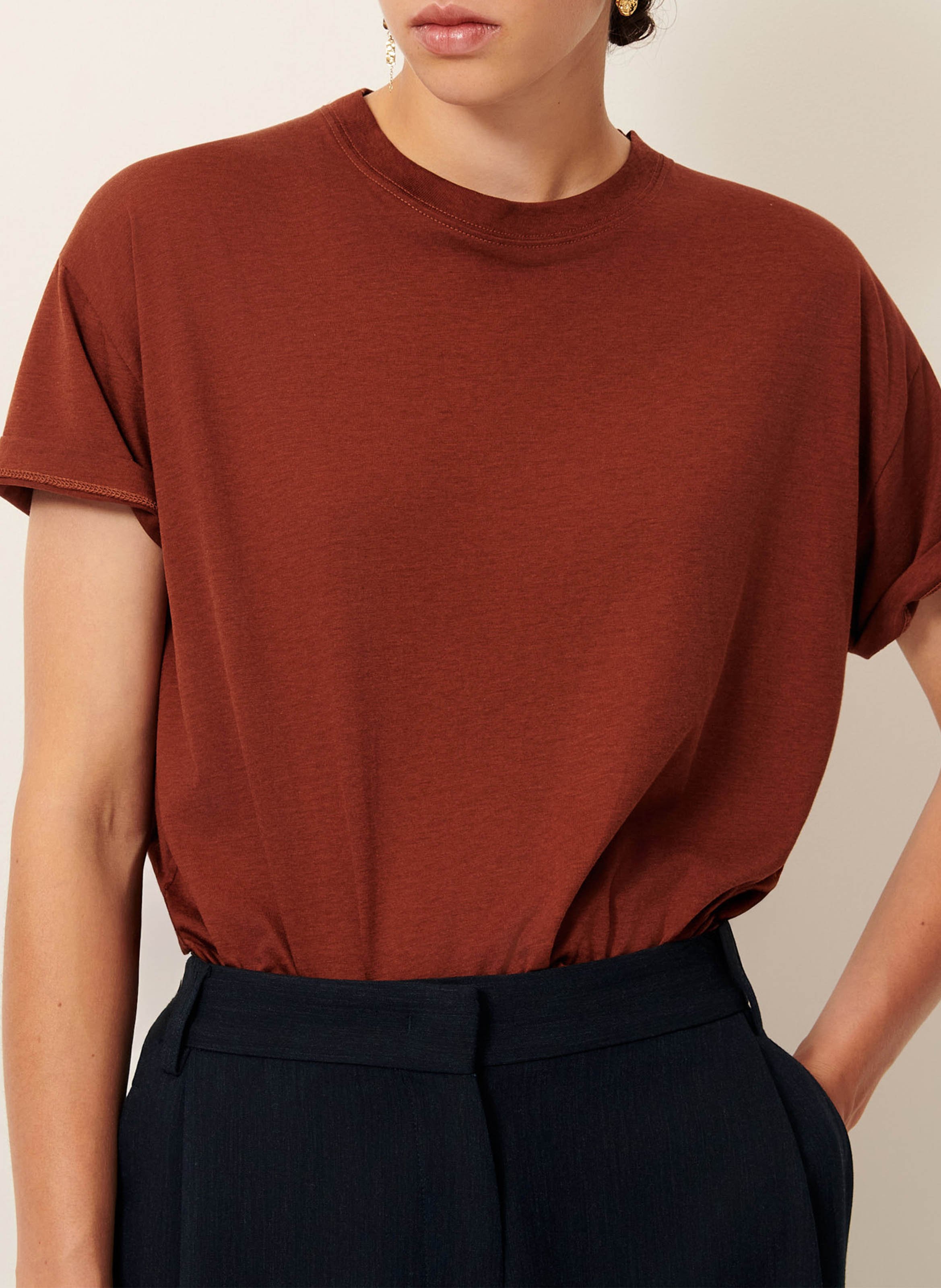 Round-neck oversized T-shirt SESSUN Brown