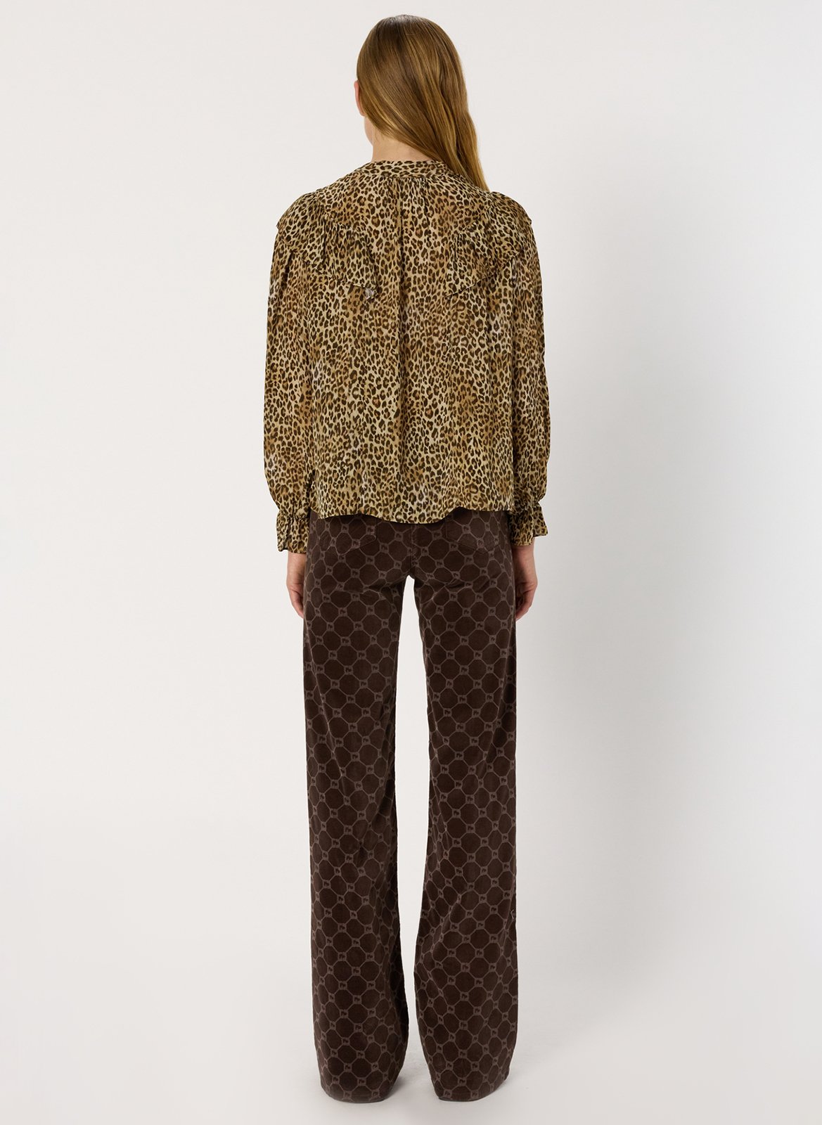 Ruffled leopard print blouse GERARD DAREL Brown