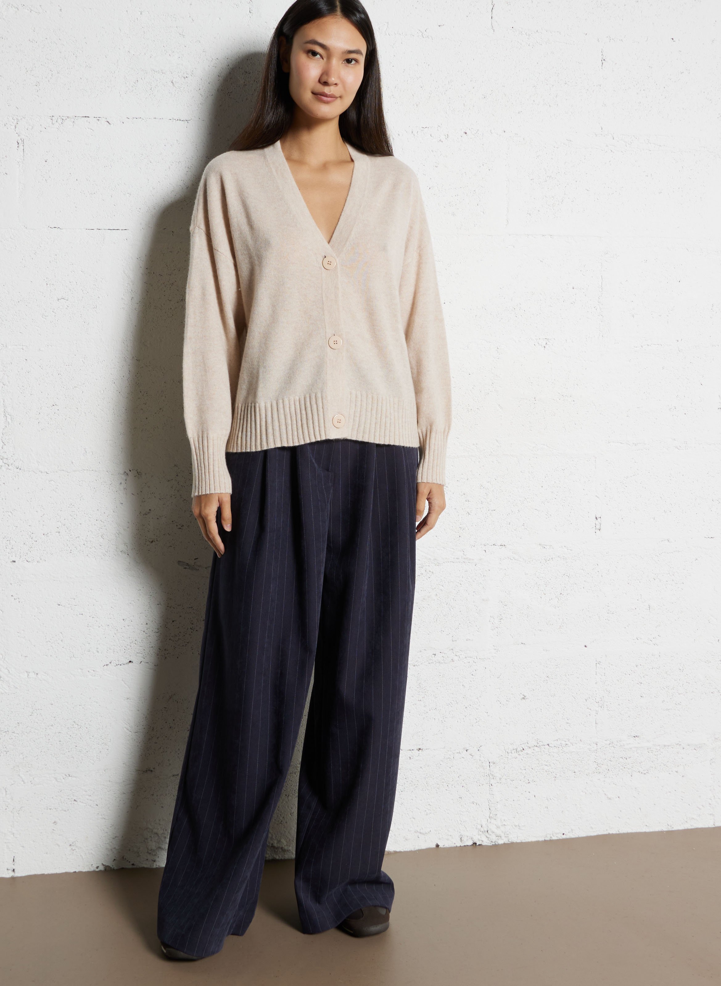 Fließendes Kaschmir-Weste mit V-Ausschnitt SUD EXPRESS Beige