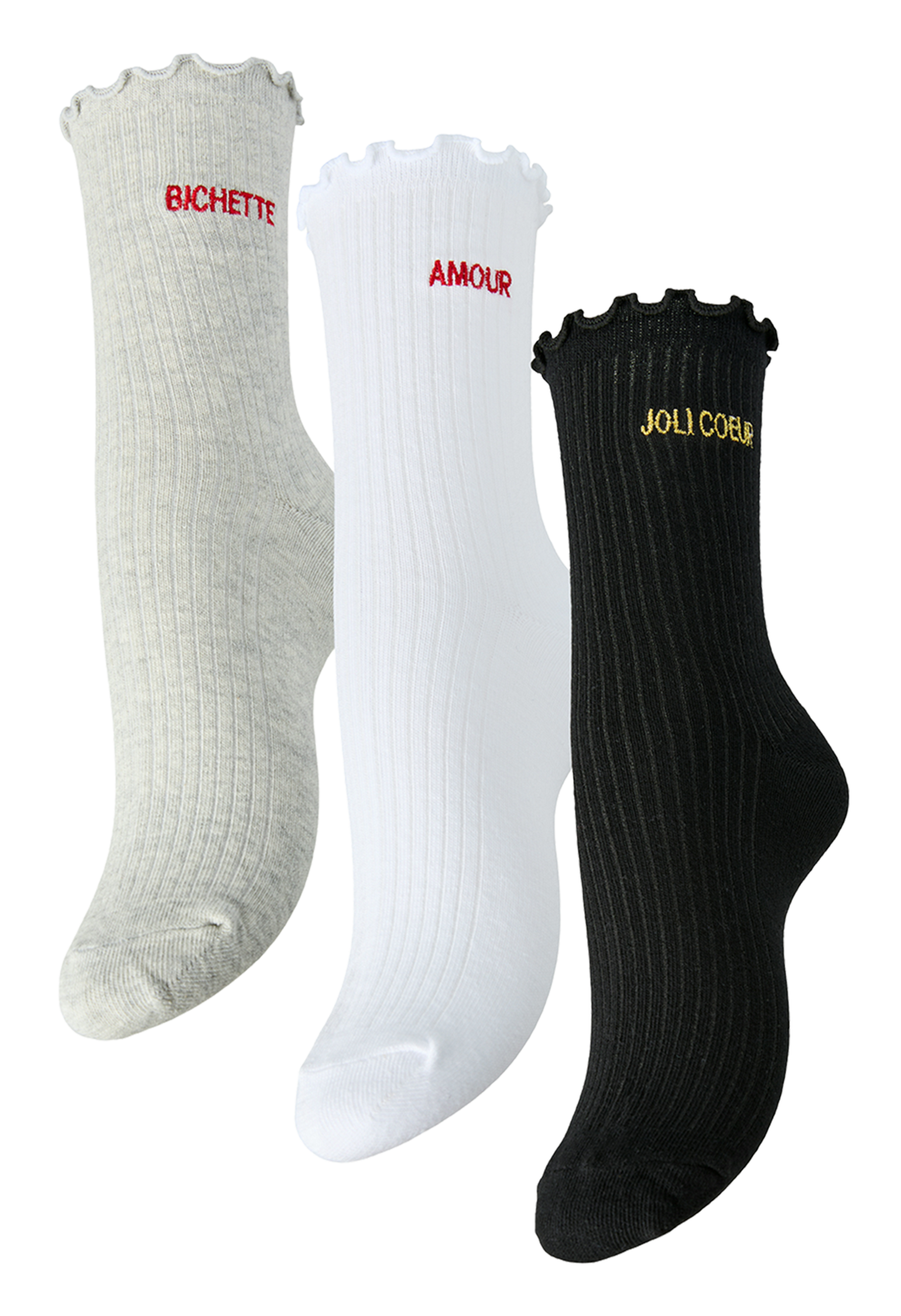 Set of embroidered mid-high socks PIECES White