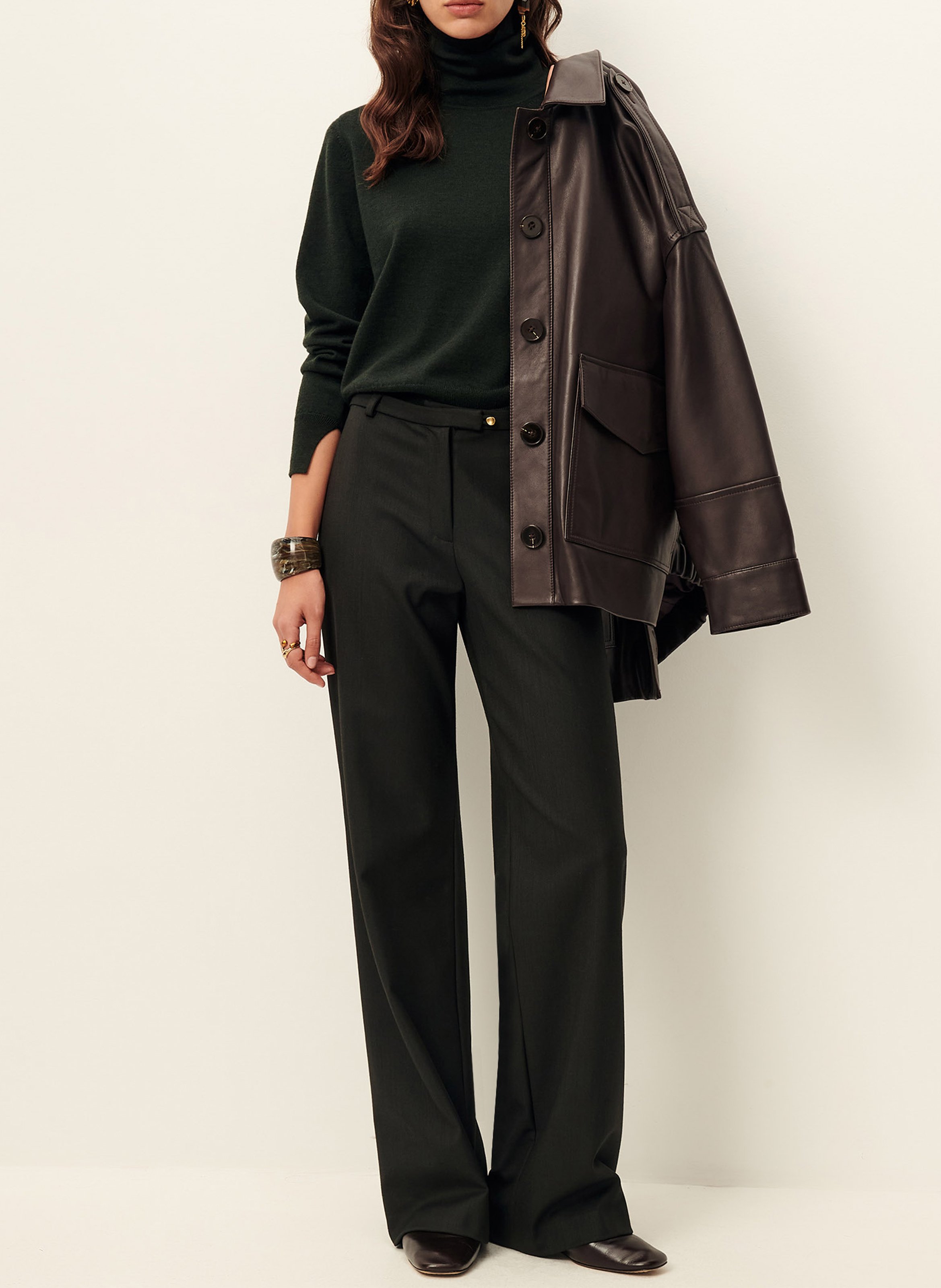 Pull droit col roulé en laine SESSUN Marron