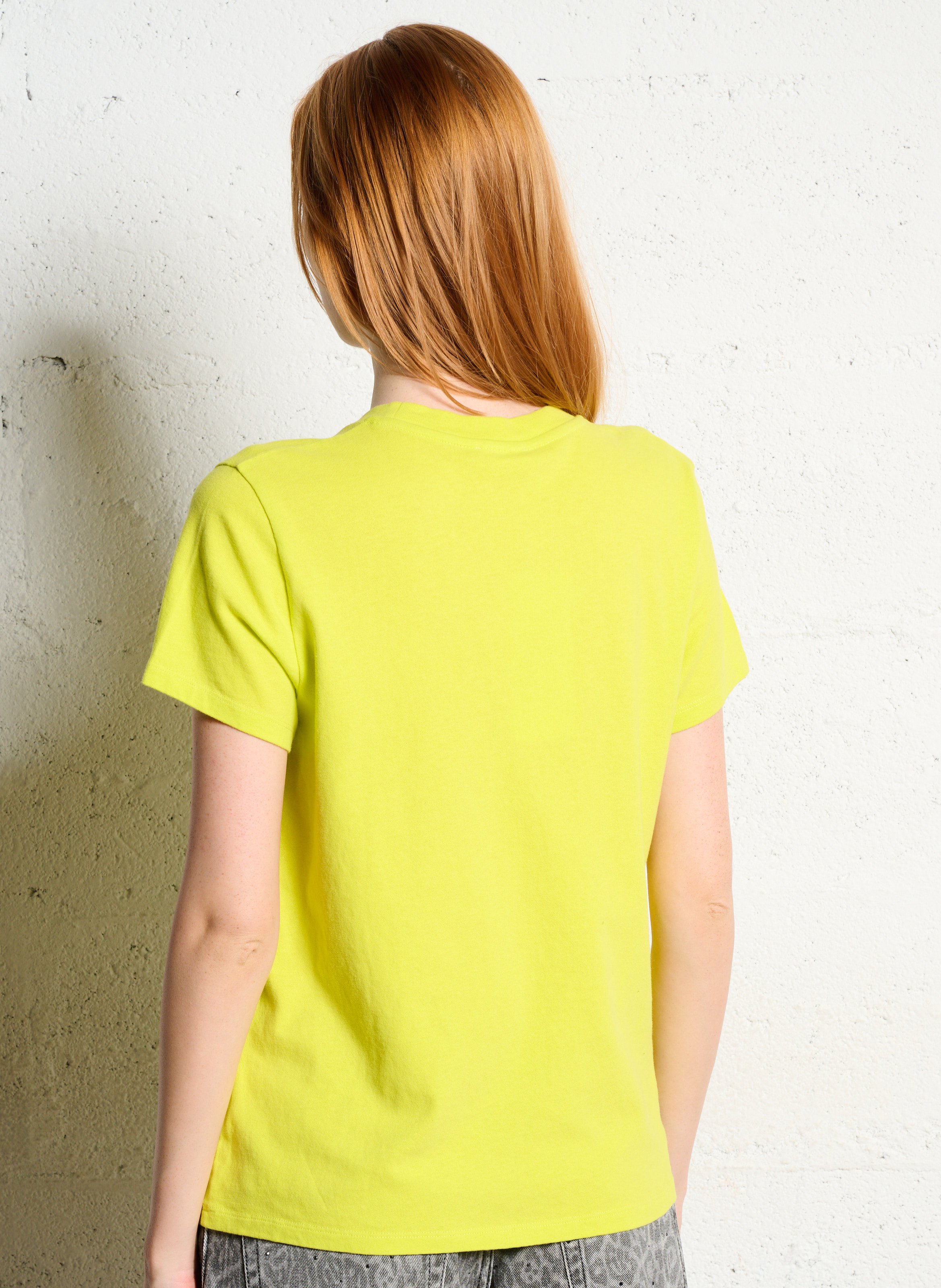 Tee-shirt droit col rond en coton AMERICAN VINTAGE Jaune