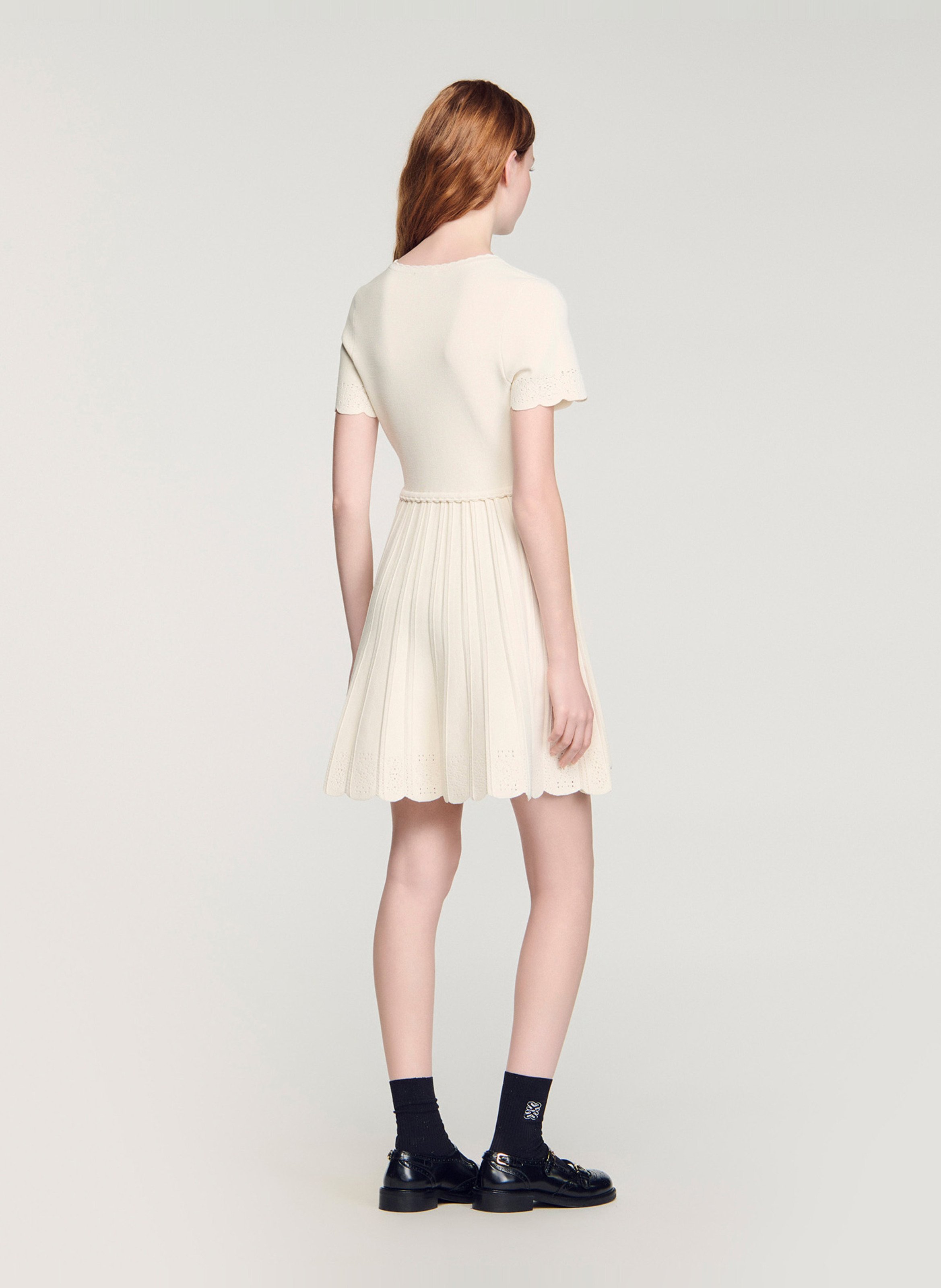 Robe midi col rond SANDRO Beige