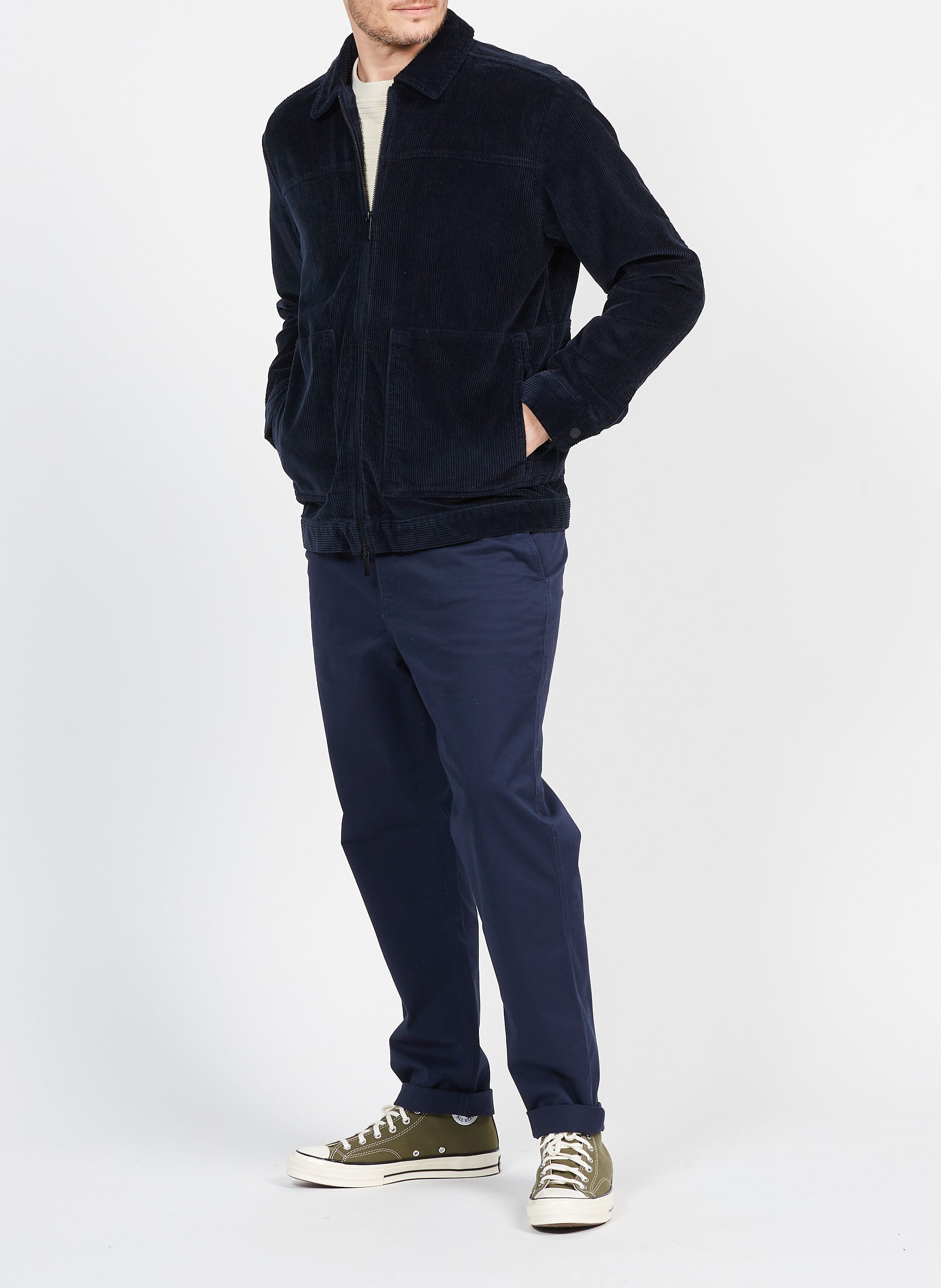 Veste col classique en velours côtelé et coton bio mélangé  KNOWLEDGE COTTON APPAREL Bleu