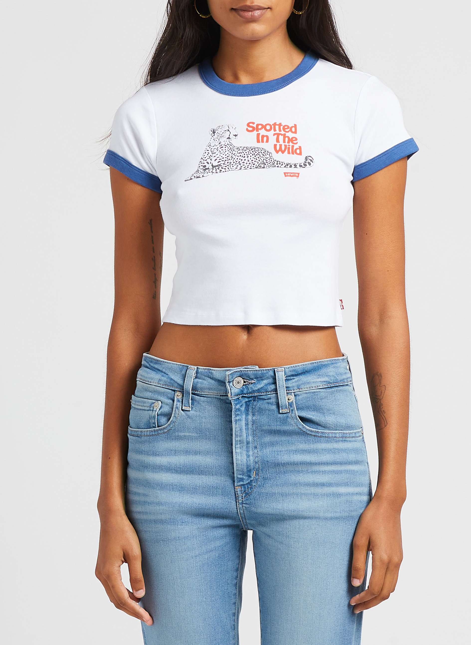 Tee shirt court col rond imprimé  LEVI'S Blanc