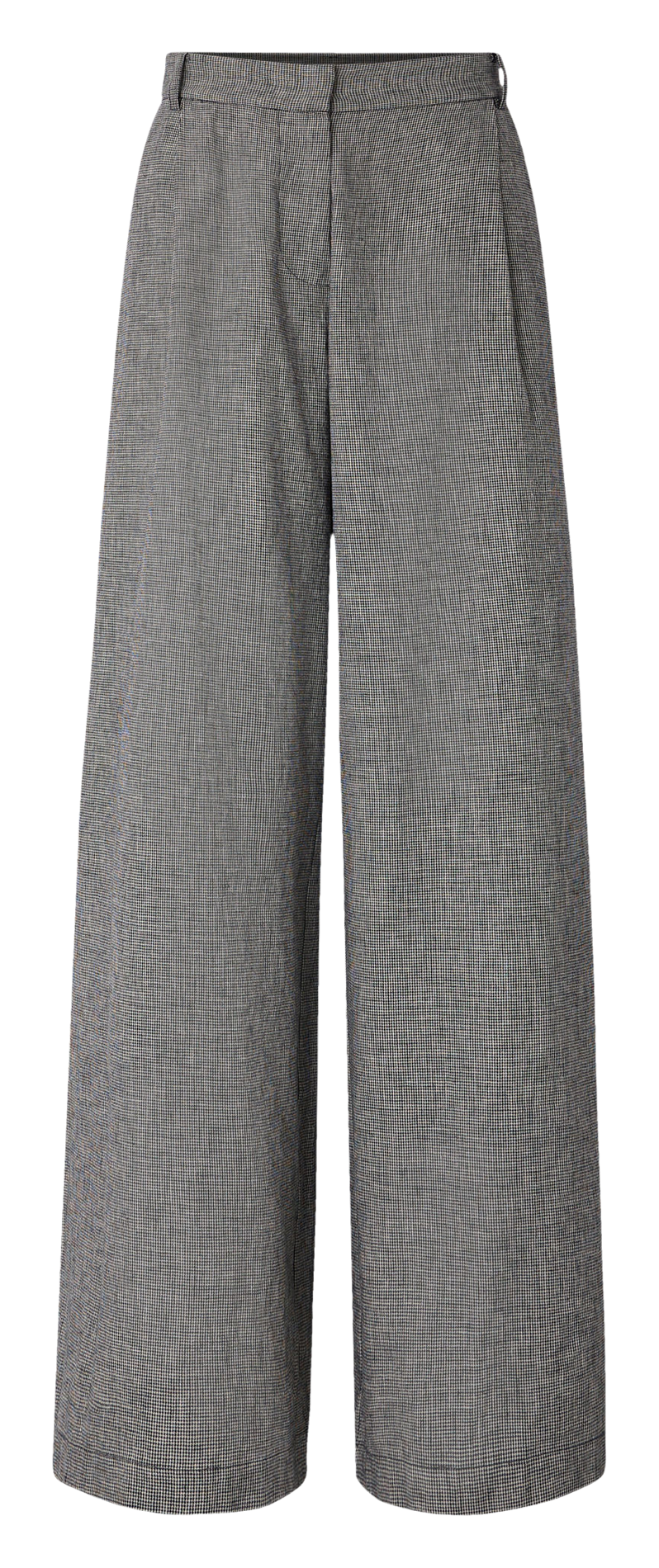 High-waisted wide-leg pants in printed linen and cotton. SESSUN Grey