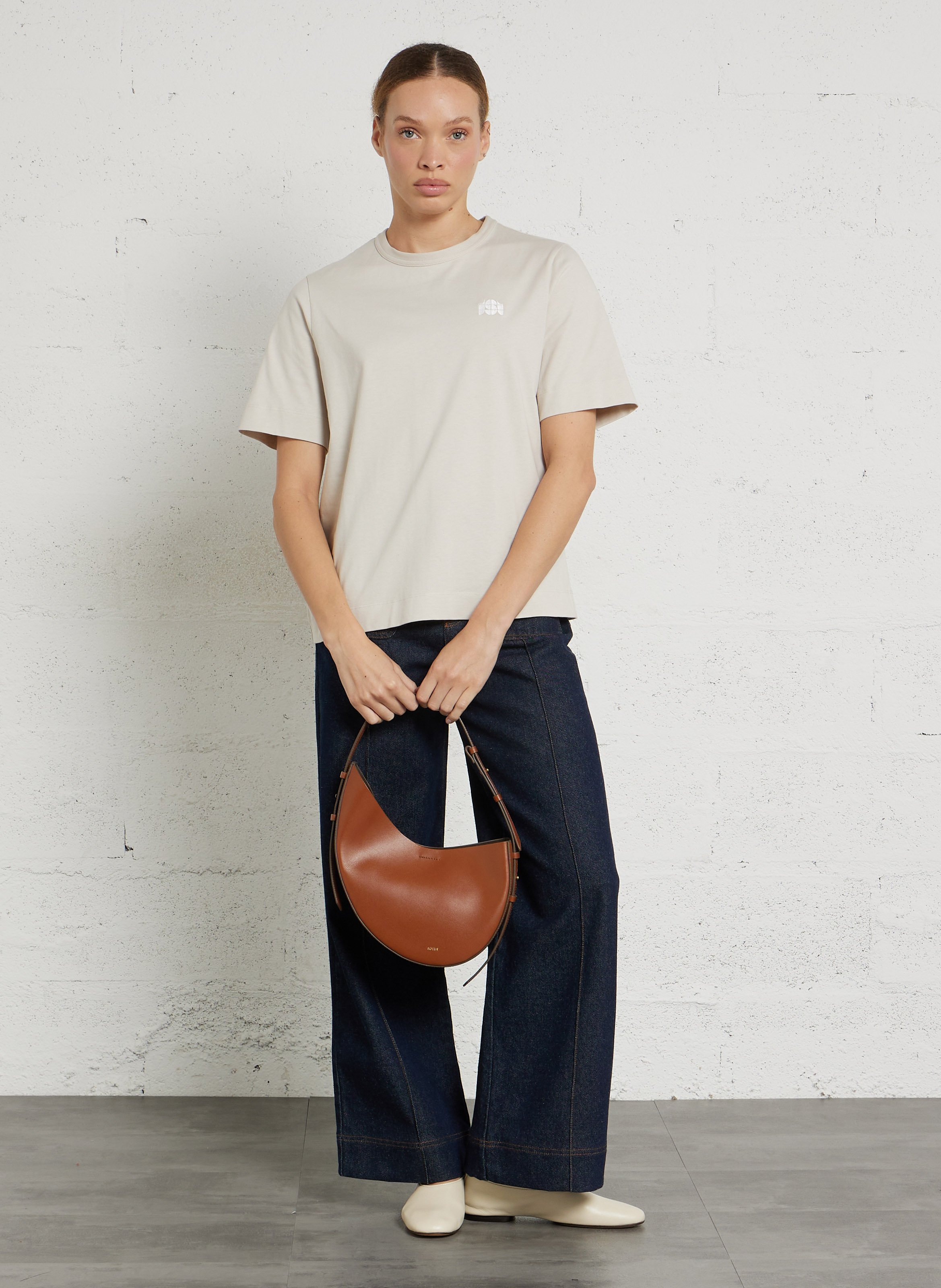 Tasche aus Glattleder SOEUR Beige