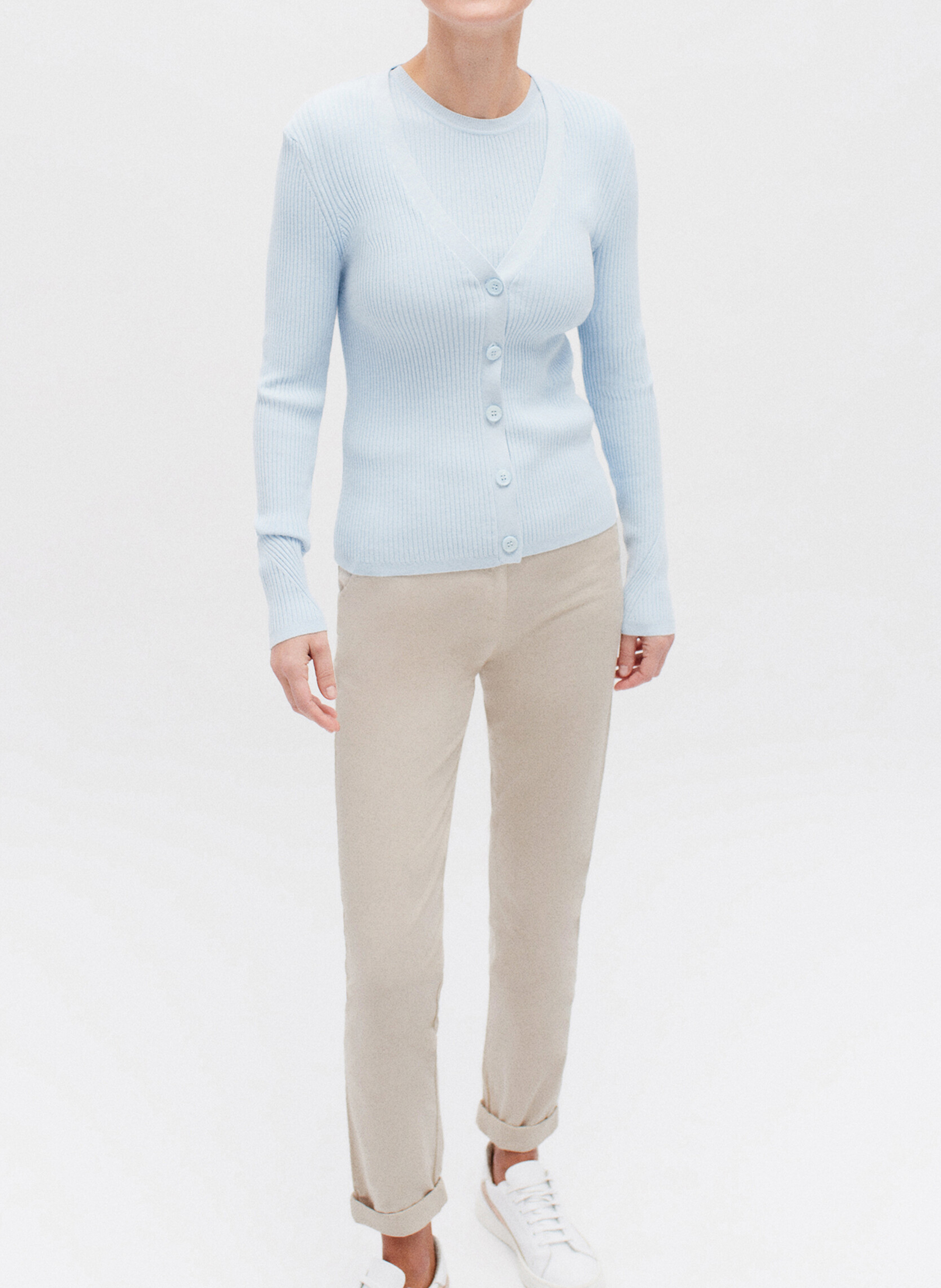 Cotton-blend chinos CAROLL Beige