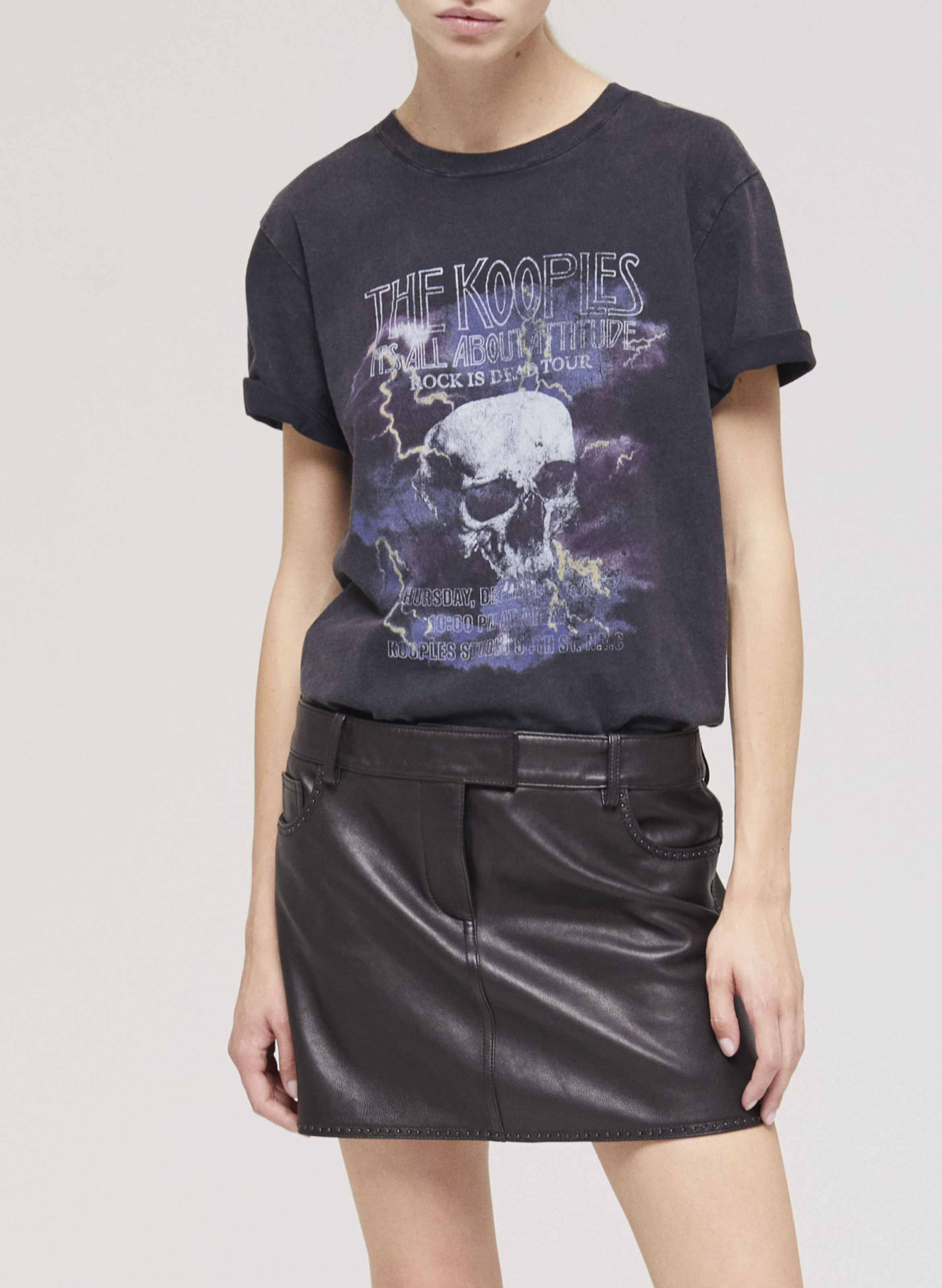 Short leather skirt THE KOOPLES Black