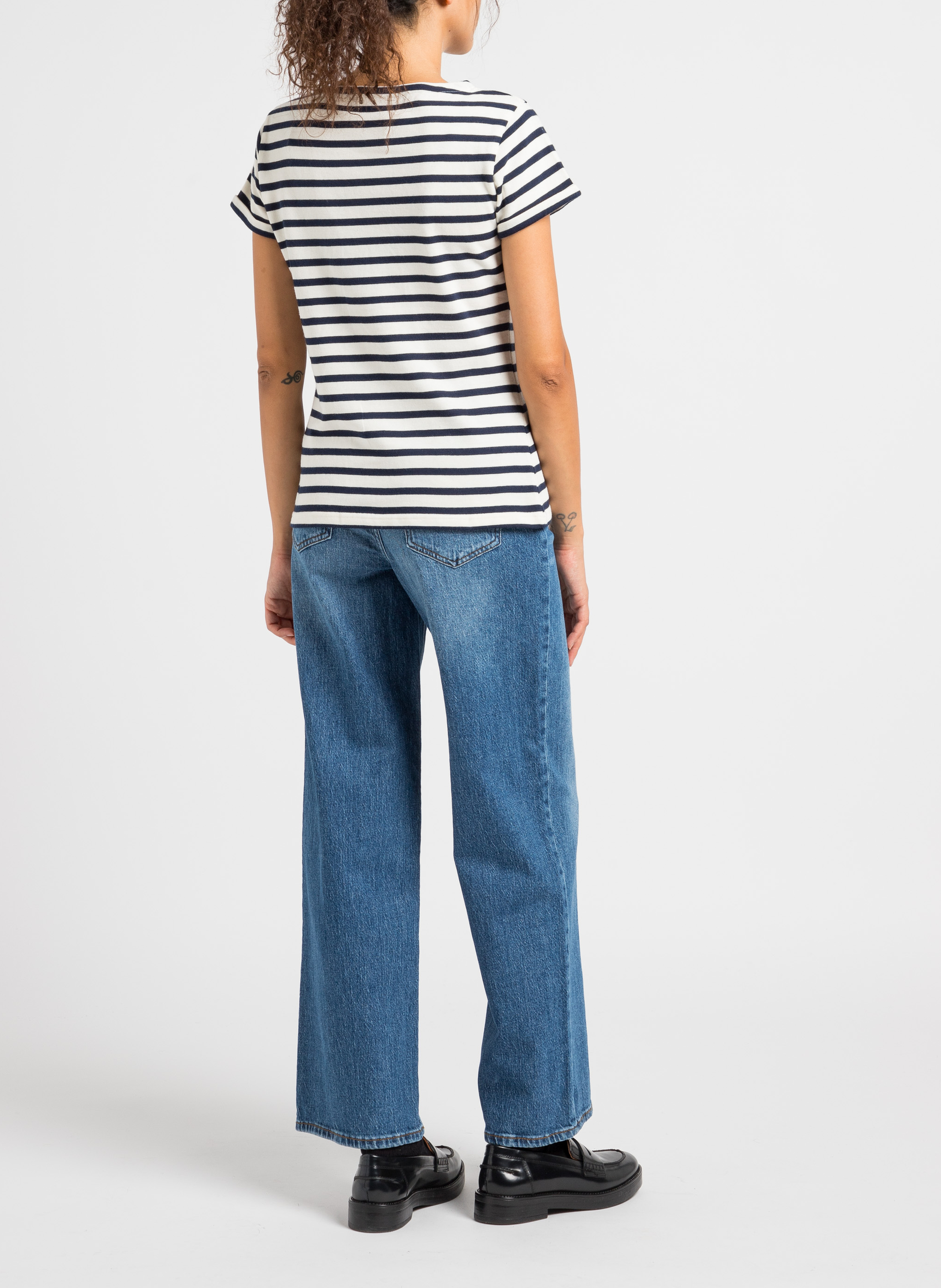 T-shirt van biokatoen met ronde hals MAISON LABICHE Wit