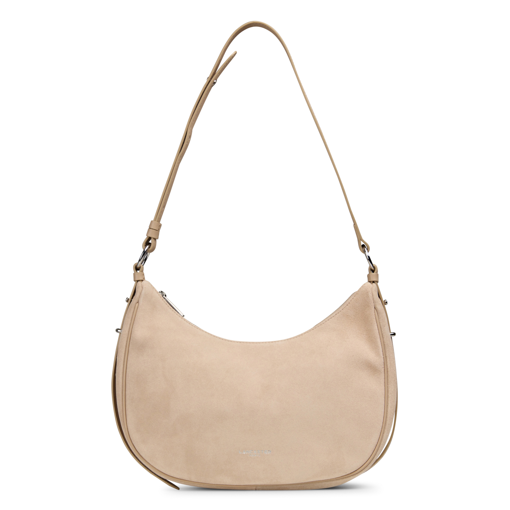 Buideltas van getextureerd leer met veters LANCASTER PARIS Beige