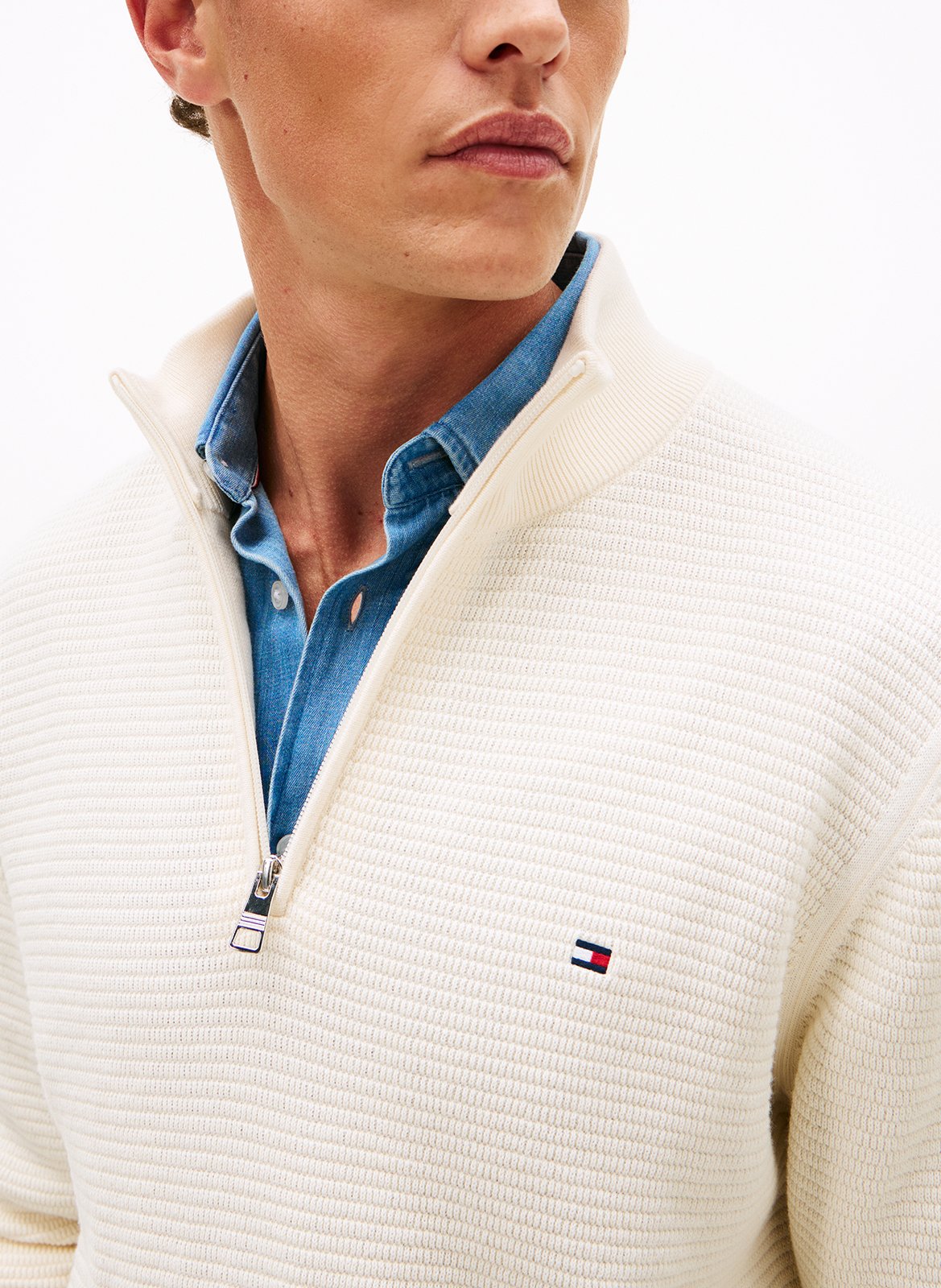 Sweat en maille col montant zippé TOMMY HILFIGER Amarillo