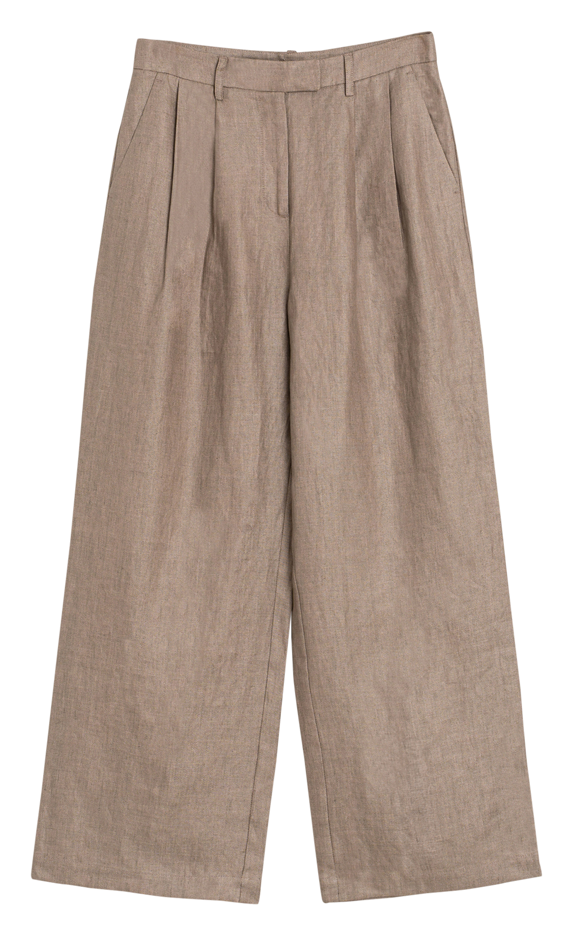 Hoch geschnittene Leinenhose mit Bundfalten INDI & COLD Grau